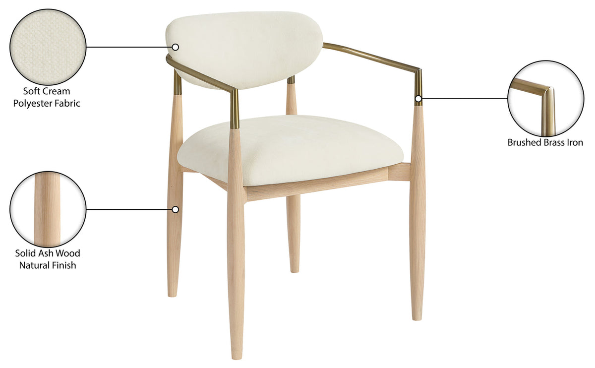 Riccio Cream Performance Fabric Upholstered Dining Arm Chair Set of 2