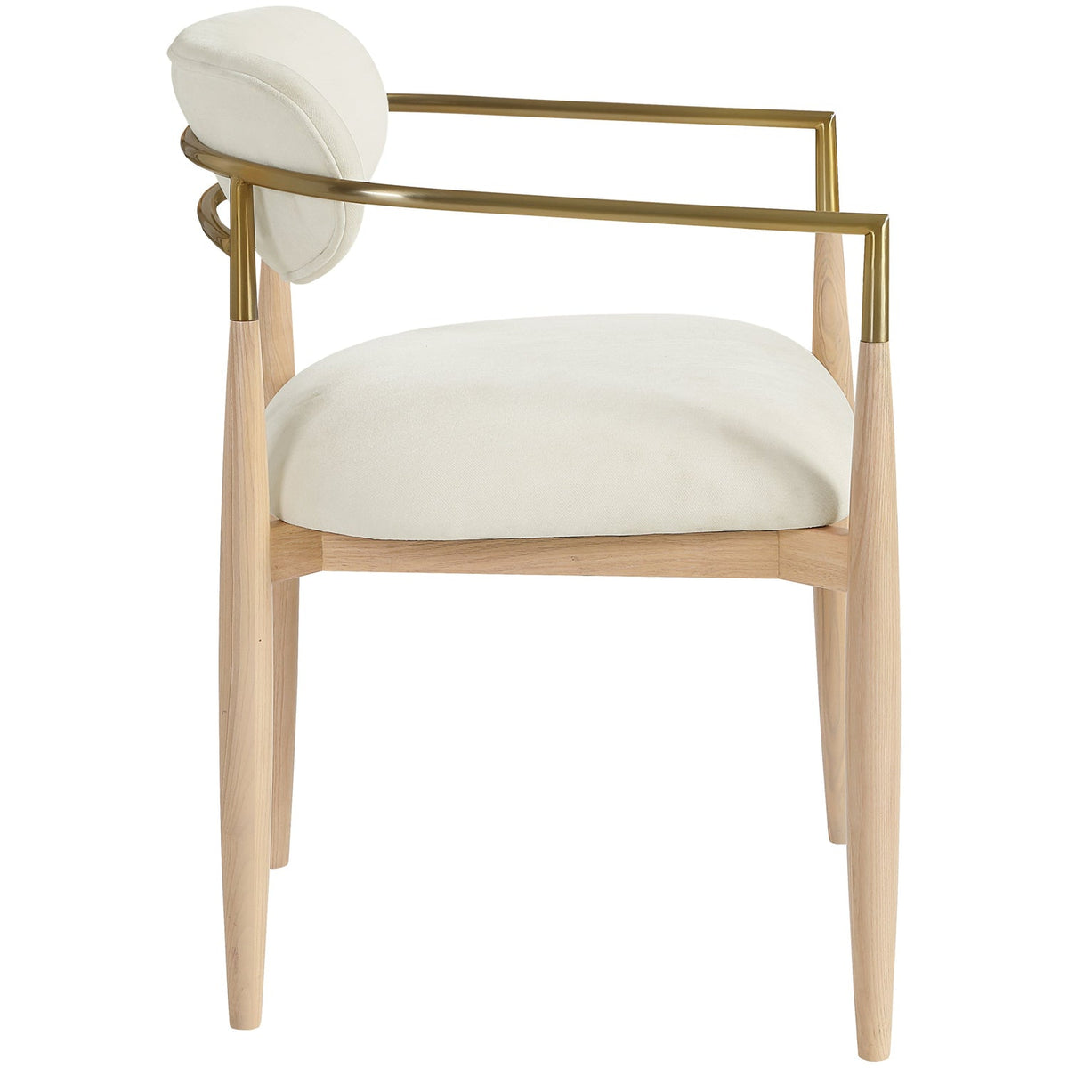 Riccio Cream Performance Fabric Upholstered Dining Arm Chair Set of 2