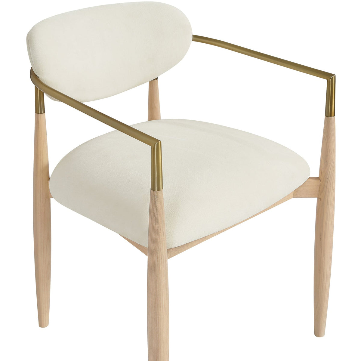 Riccio Cream Performance Fabric Upholstered Dining Arm Chair Set of 2