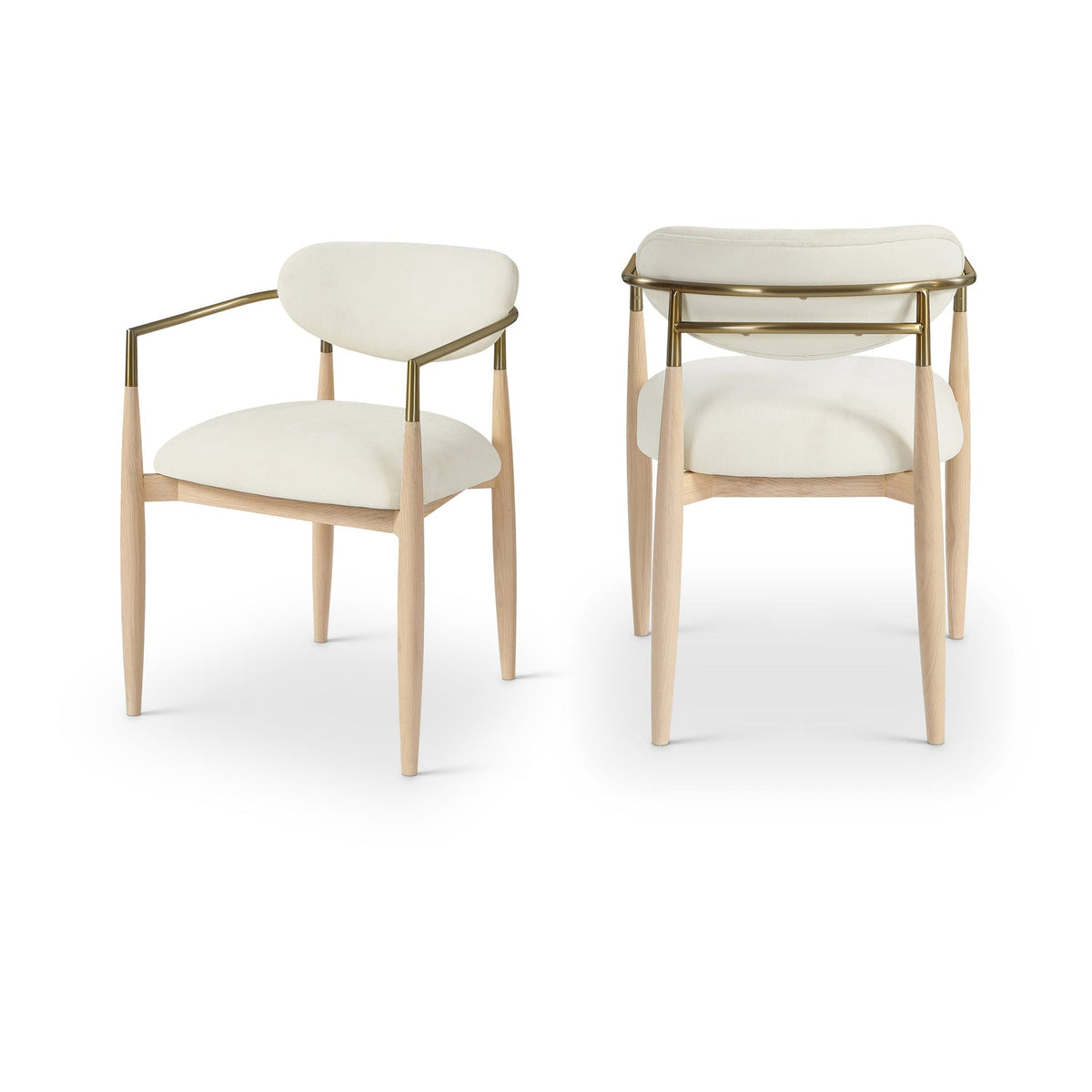 Riccio Cream Performance Fabric Upholstered Dining Arm Chair Set of 2