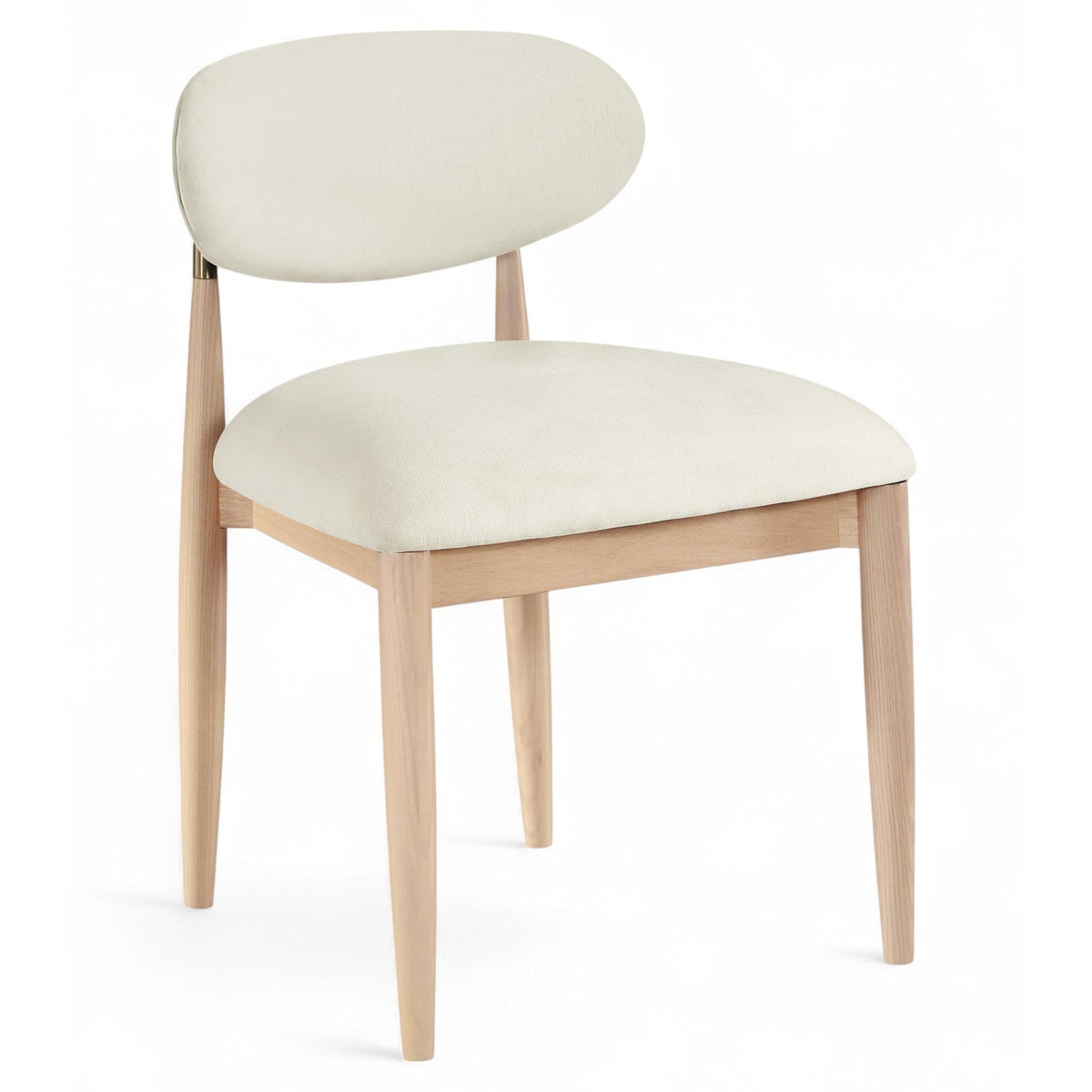 Riccio Cream Performance Fabric Upholstered Dining Side Chair, Set of 2 in natural ash, brushed brass, primary product view