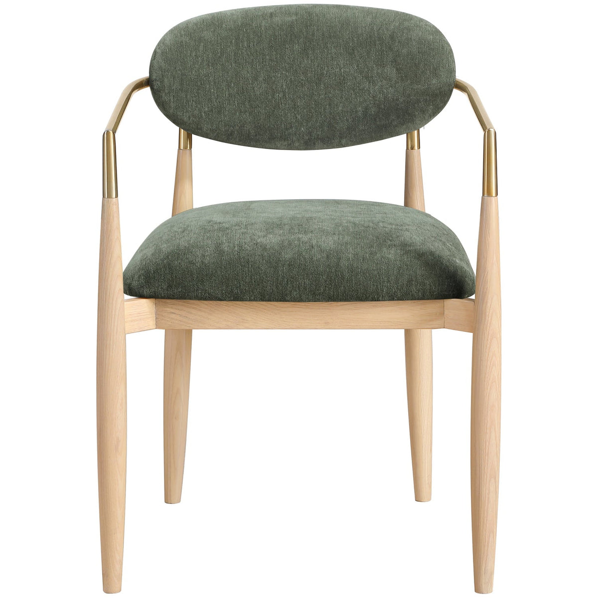 Riccio Olive Performance Fabric Upholstered Dining Arm Chair Set of 2
