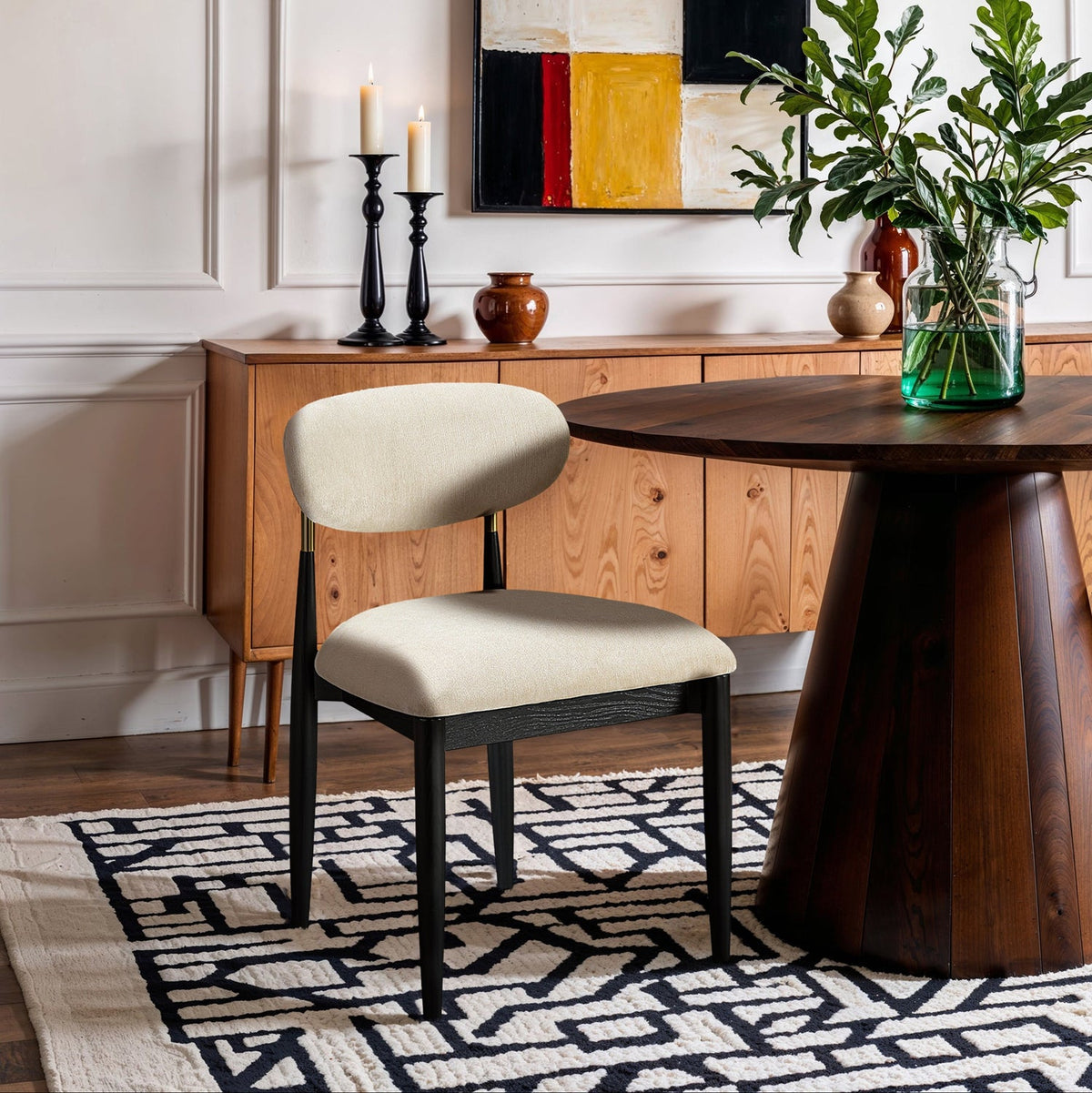 Riccio Beige Performance Fabric Upholstered Dining Side Chair Set of 2
