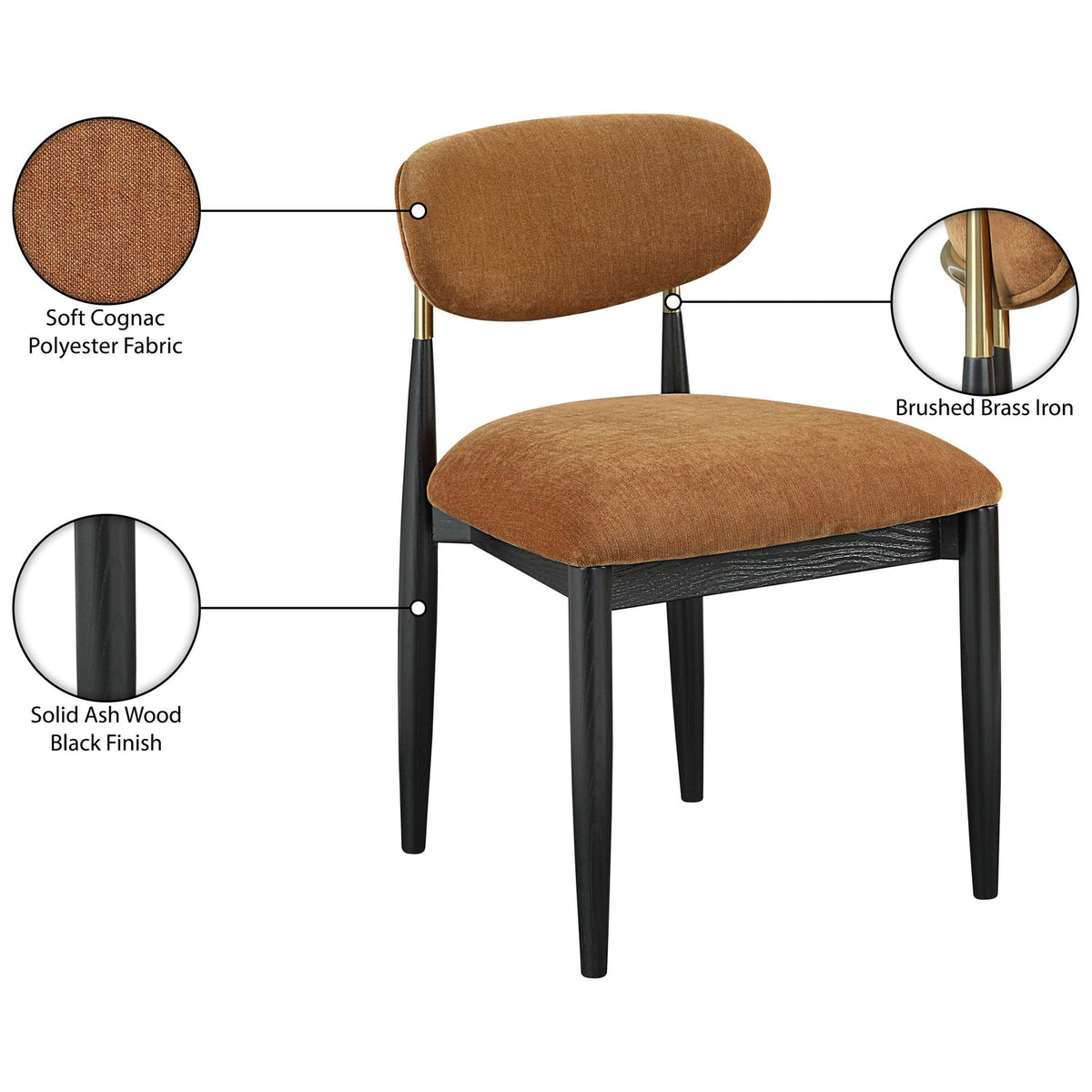 Riccio Cognac Performance Fabric Upholstered Dining Side Chair Set of 2