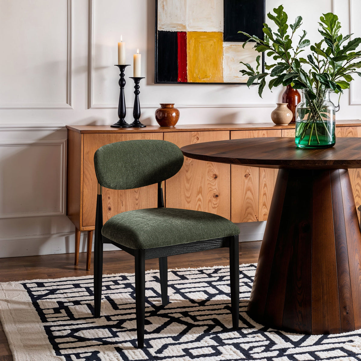 Riccio Olive Performance Fabric Upholstered Dining Side Chair Set of 2
