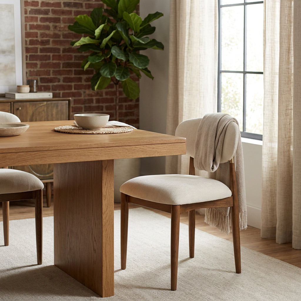 Riccio Beige Performance Fabric Upholstered Dining Side Chair Set of 2