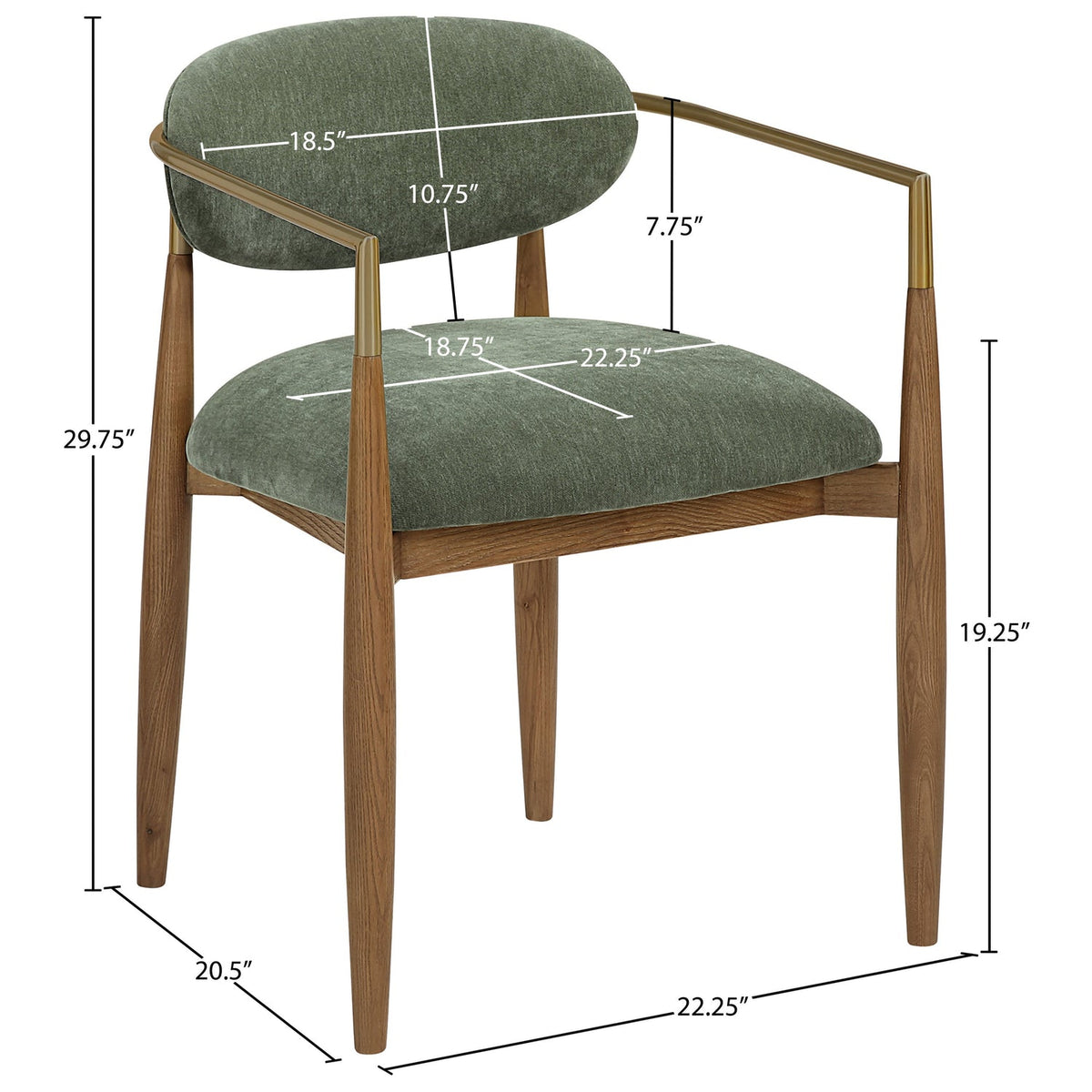 Riccio Olive Performance Fabric Upholstered Dining Arm Chair Set of 2