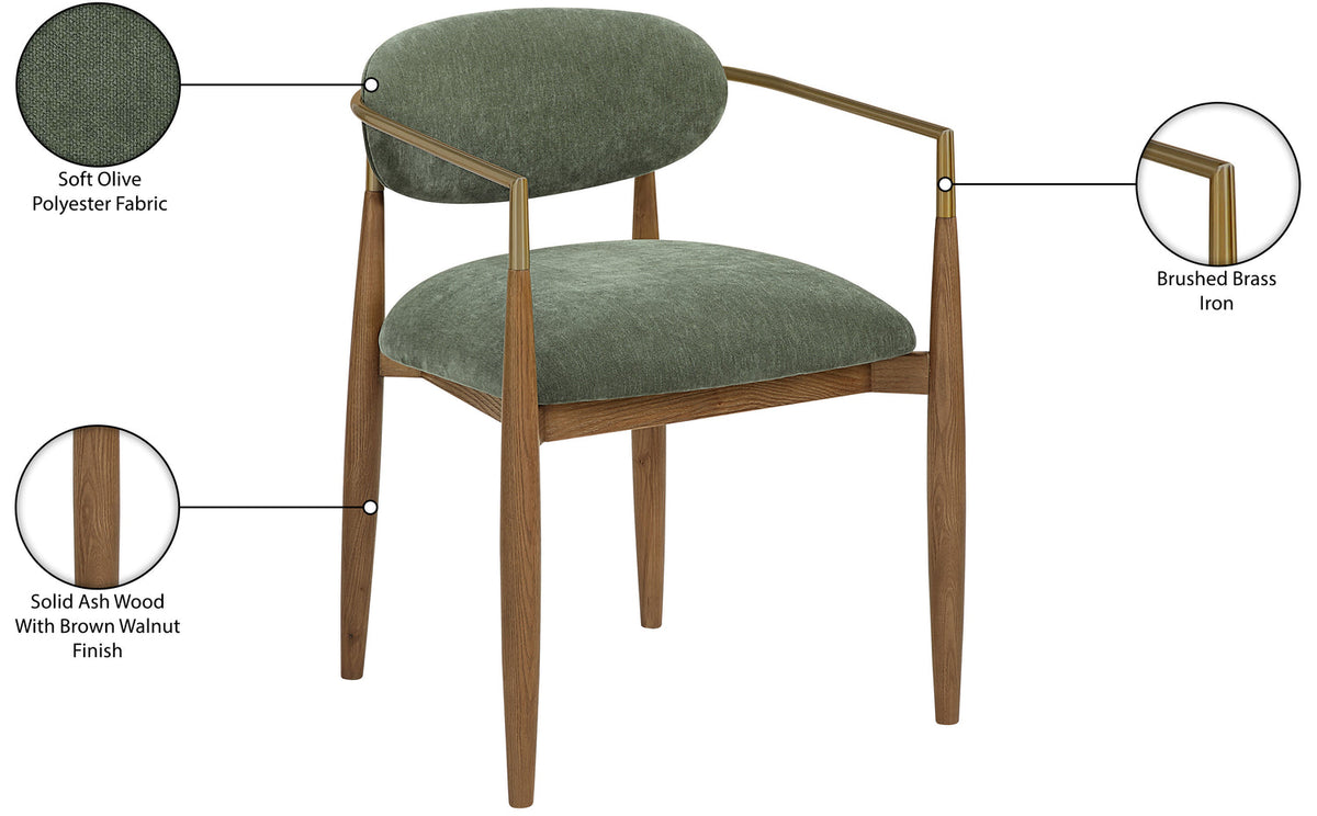 Riccio Olive Performance Fabric Upholstered Dining Arm Chair Set of 2