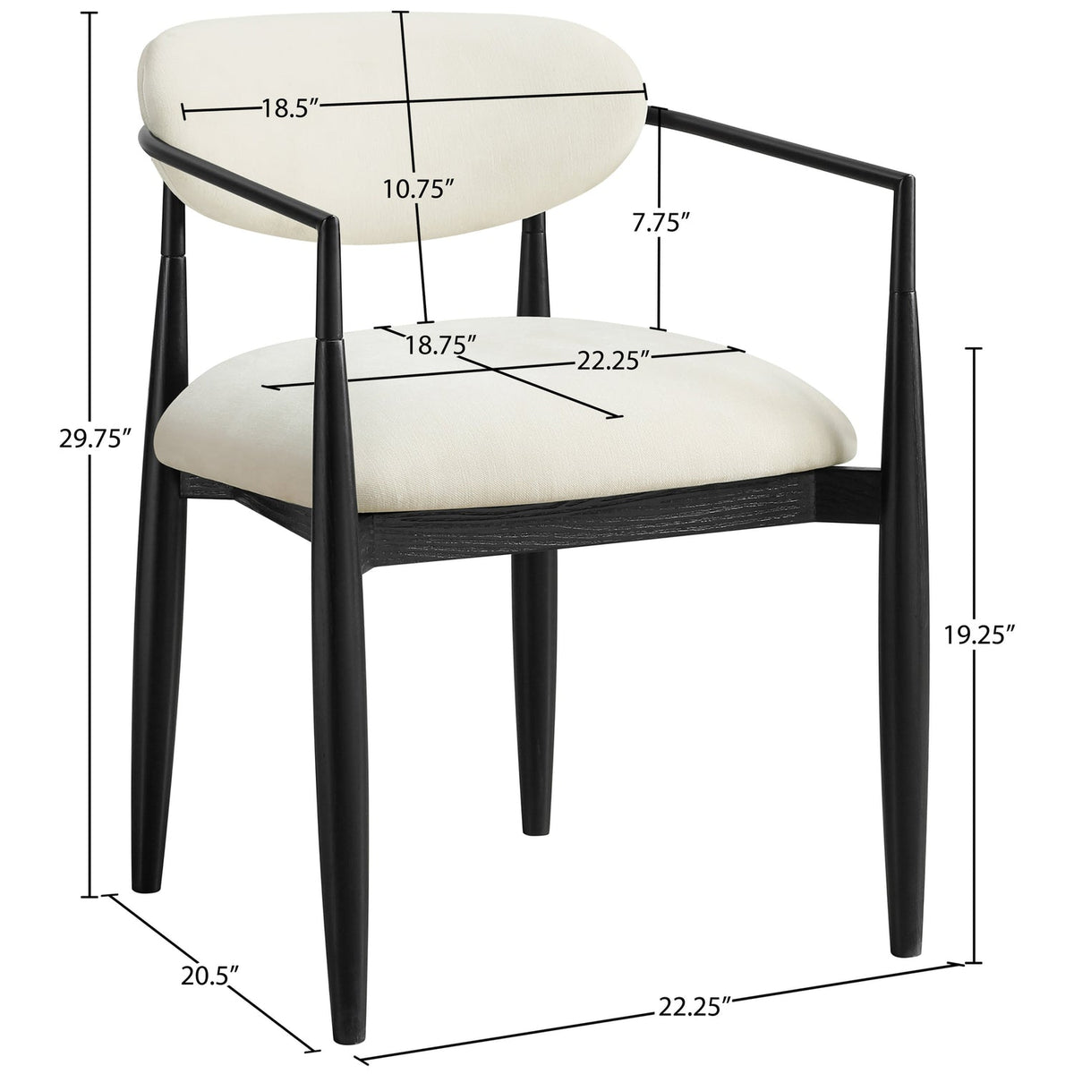 Riccio Cream Performance Fabric Upholstered Dining Arm Chair Set of 2