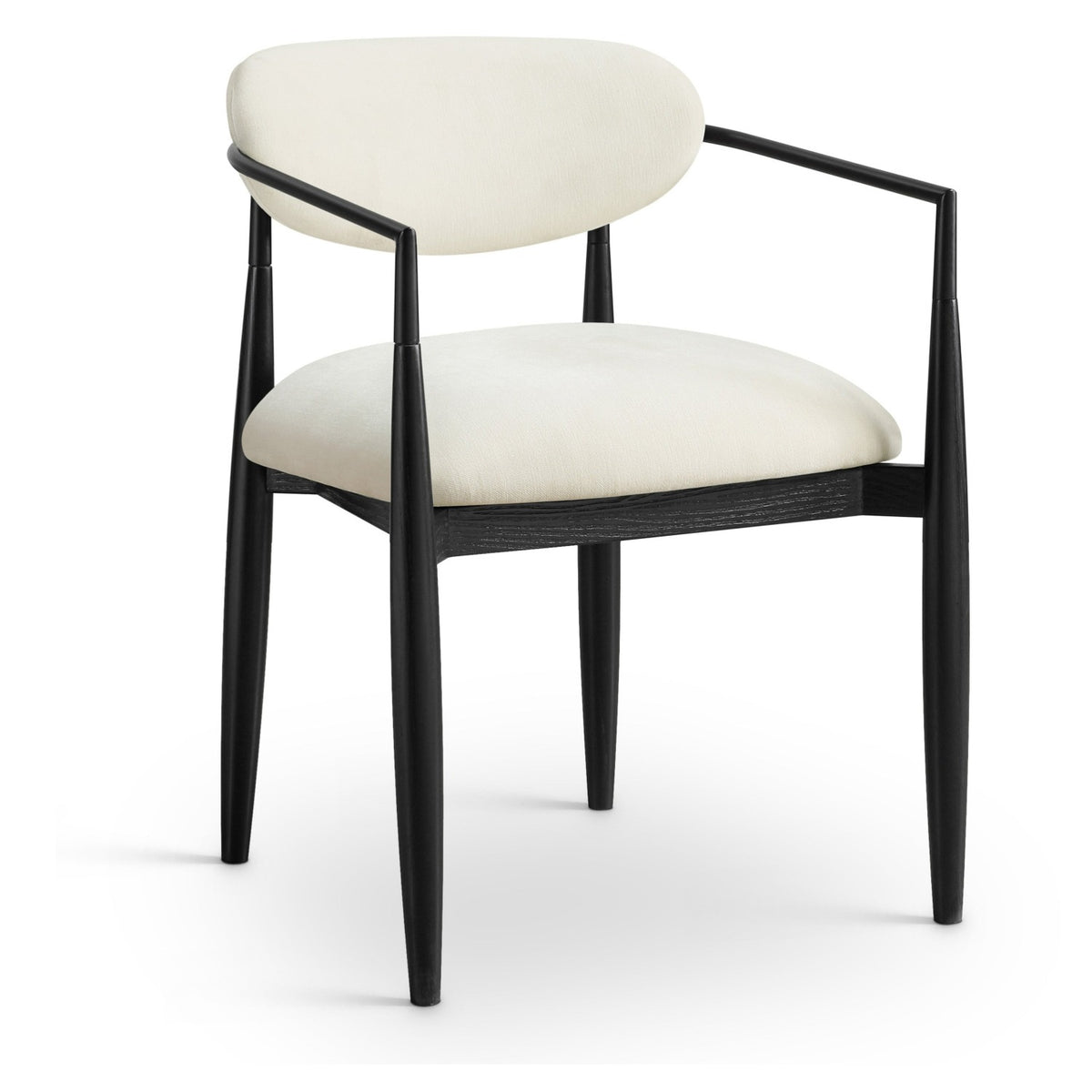 Riccio Cream Performance Fabric Upholstered Dining Arm Chair, Set of 2 in black ash, matte black, primary product view