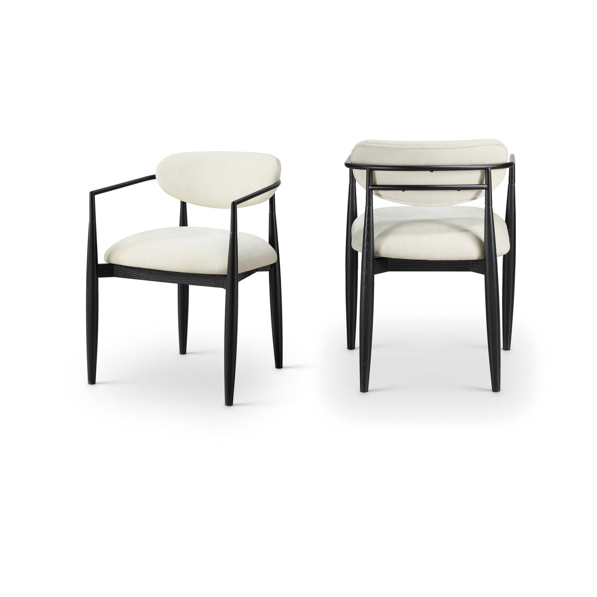 Riccio Cream Performance Fabric Upholstered Dining Arm Chair Set of 2
