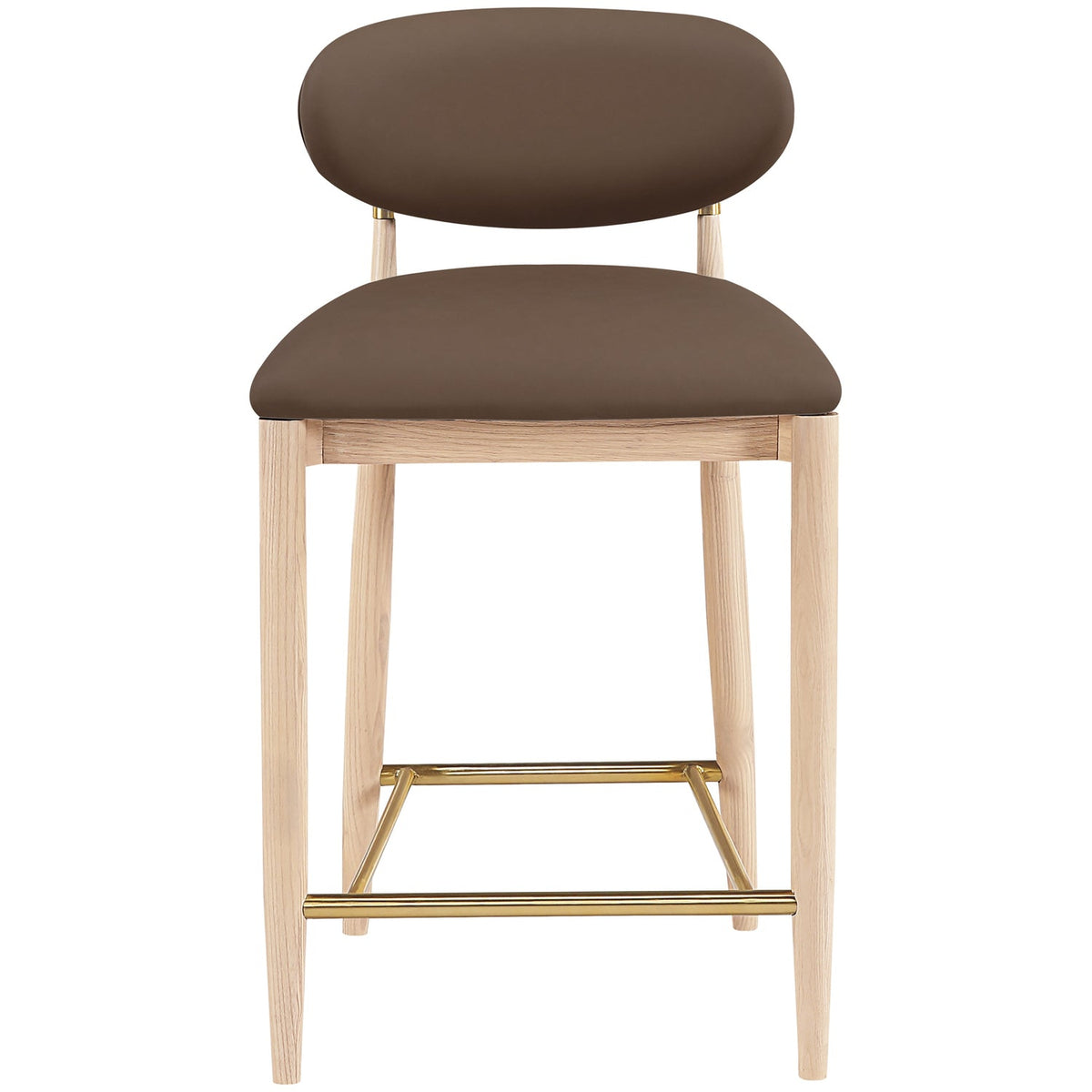 Riccio Brown Vegan Leather Upholstered Stool