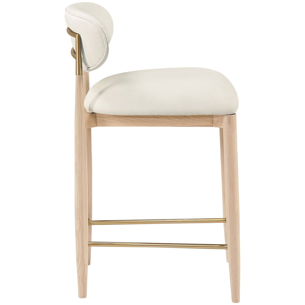 Riccio Cream Vegan Leather Upholstered Stool