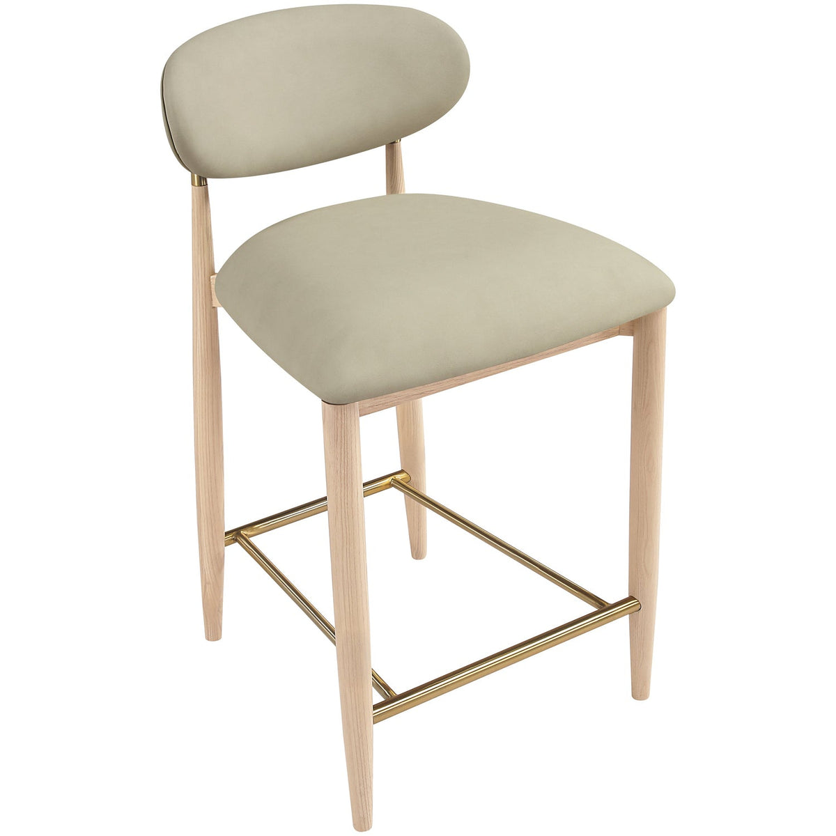 Riccio Taupe Vegan Leather Upholstered Stool