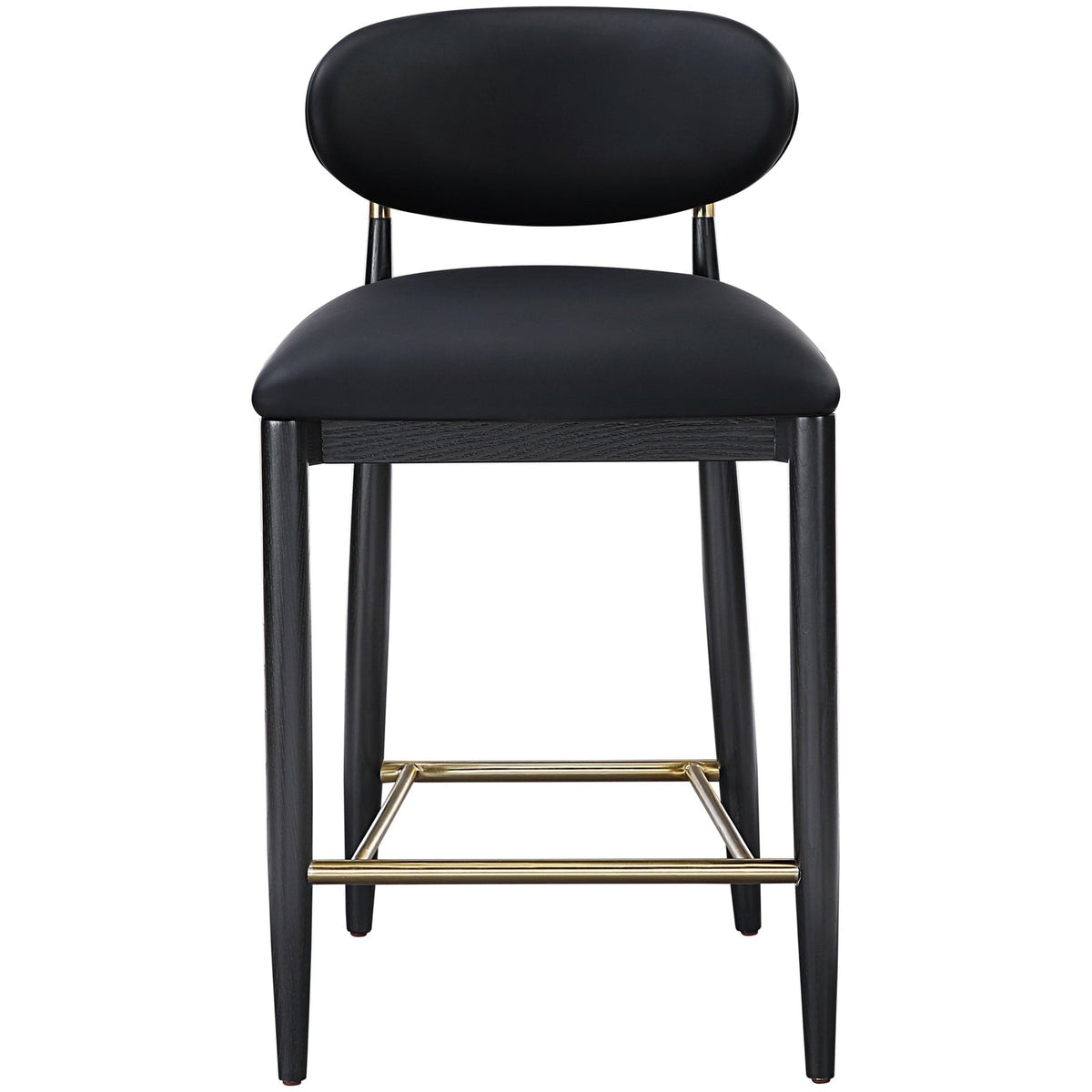Riccio Black Vegan Leather Upholstered Stool