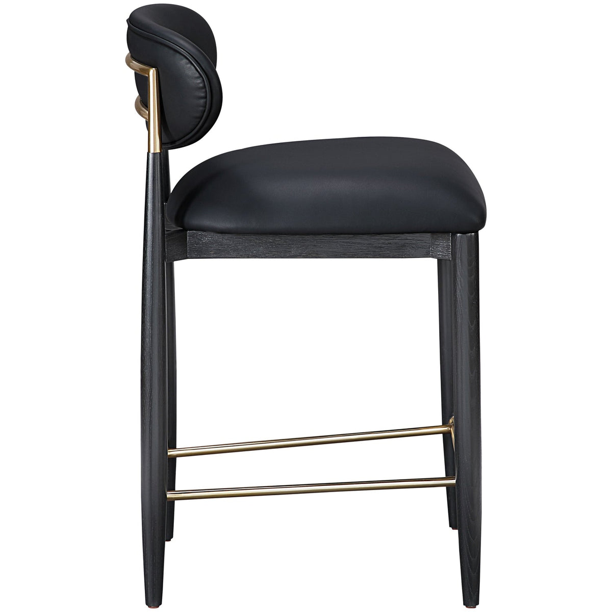 Riccio Black Vegan Leather Upholstered Stool