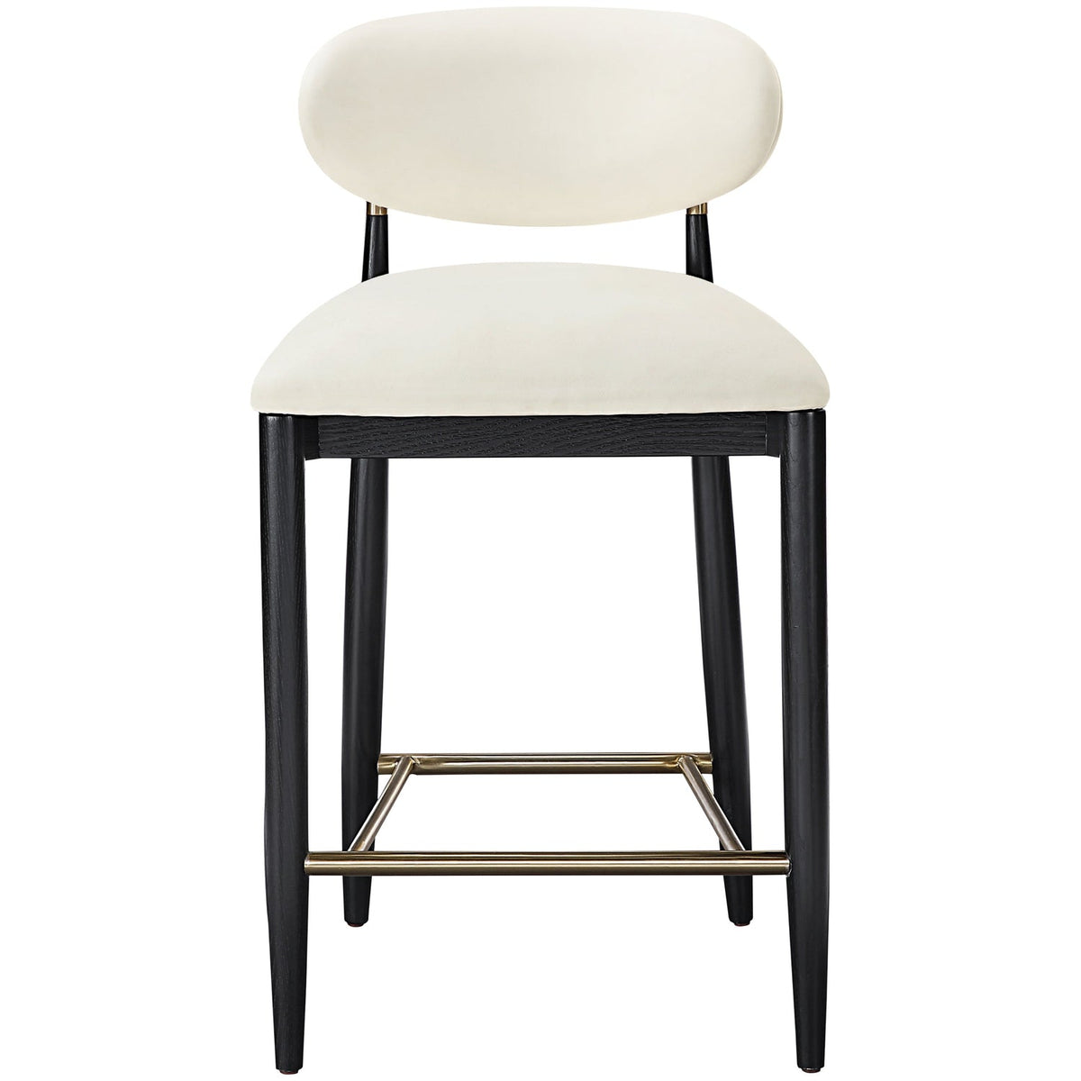 Riccio Cream Vegan Leather Upholstered Stool