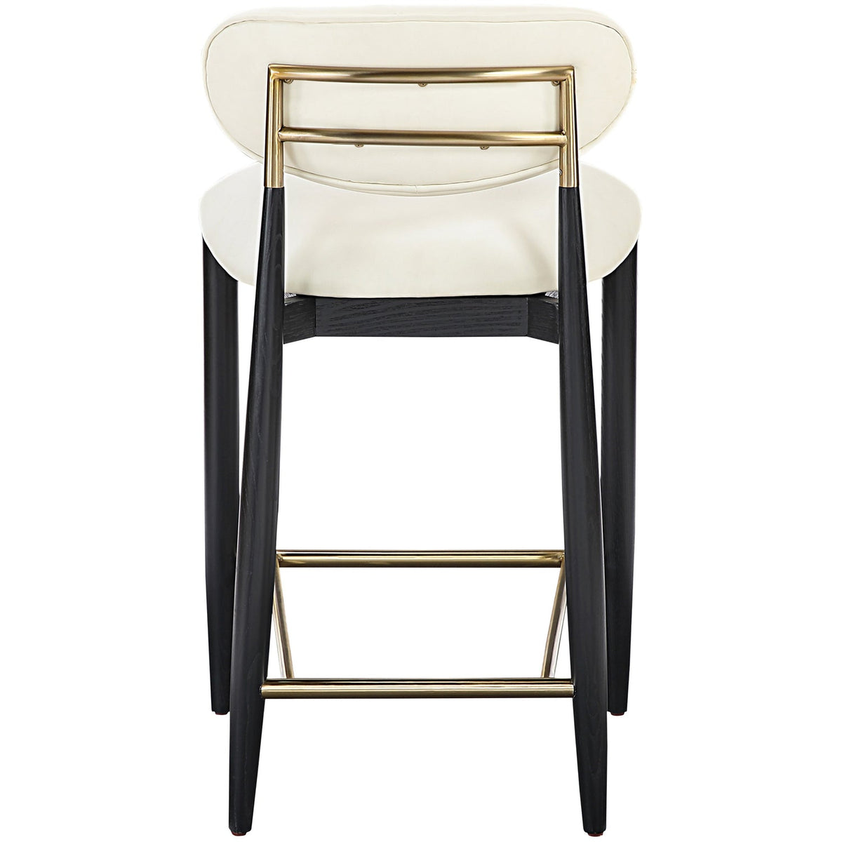 Riccio Cream Vegan Leather Upholstered Stool