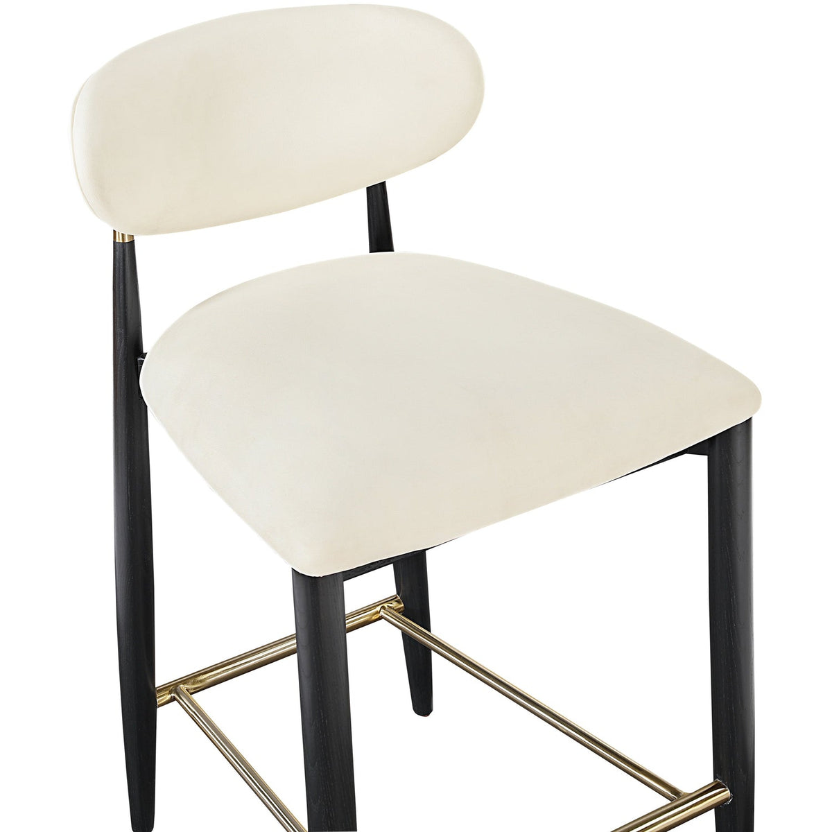 Riccio Cream Vegan Leather Upholstered Stool