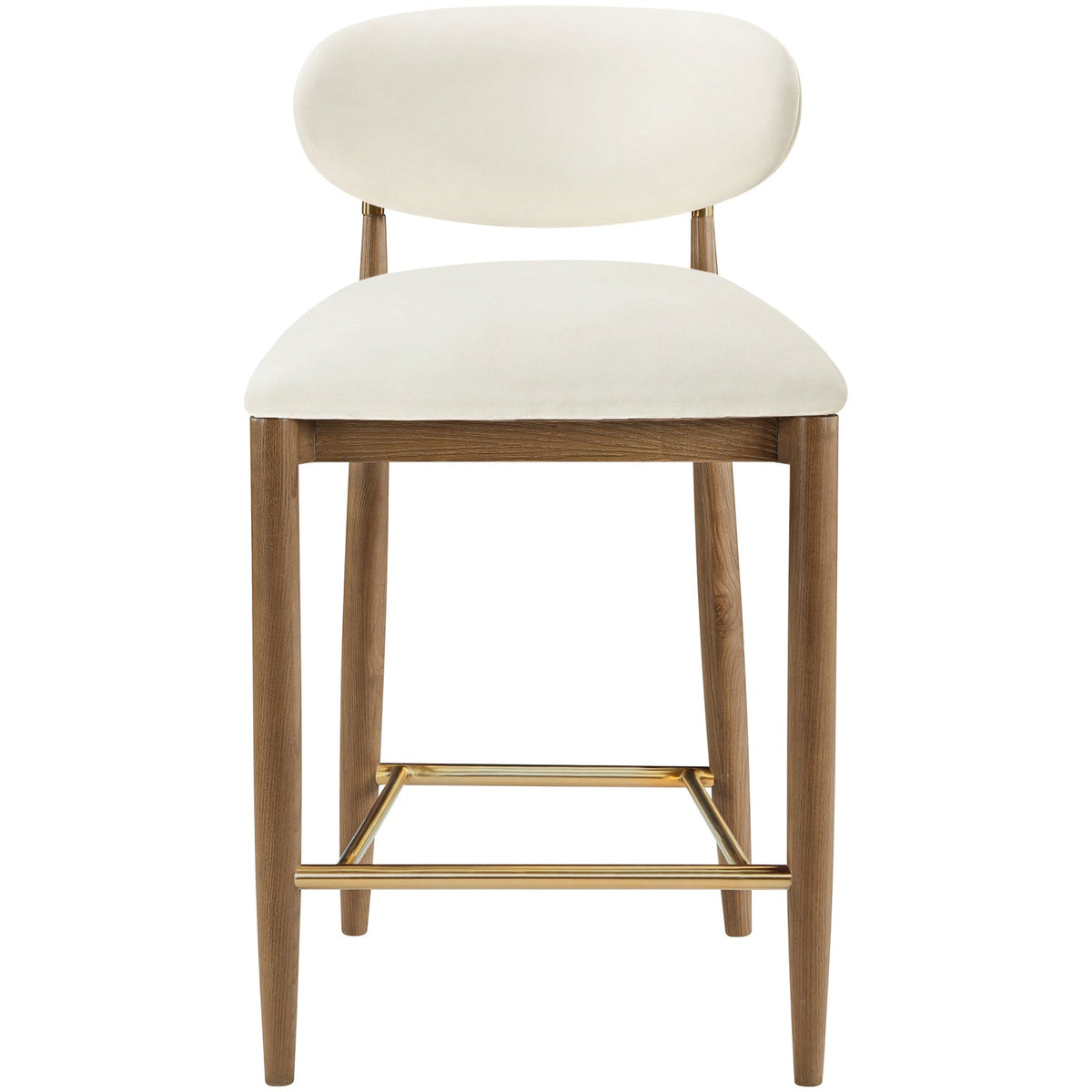 Riccio Cream Vegan Leather Upholstered Stool