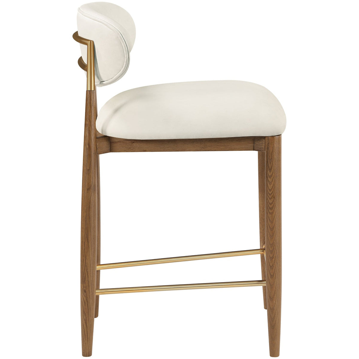 Riccio Cream Vegan Leather Upholstered Stool