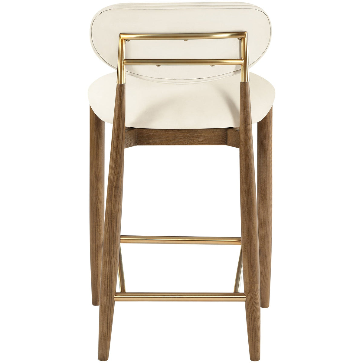 Riccio Cream Vegan Leather Upholstered Stool