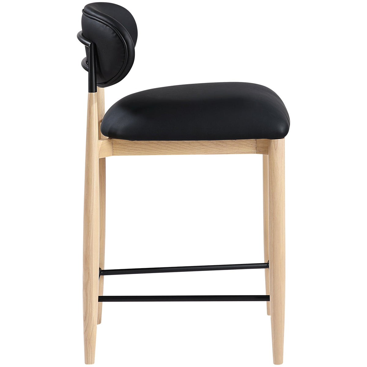 Riccio Black Vegan Leather Upholstered Stool