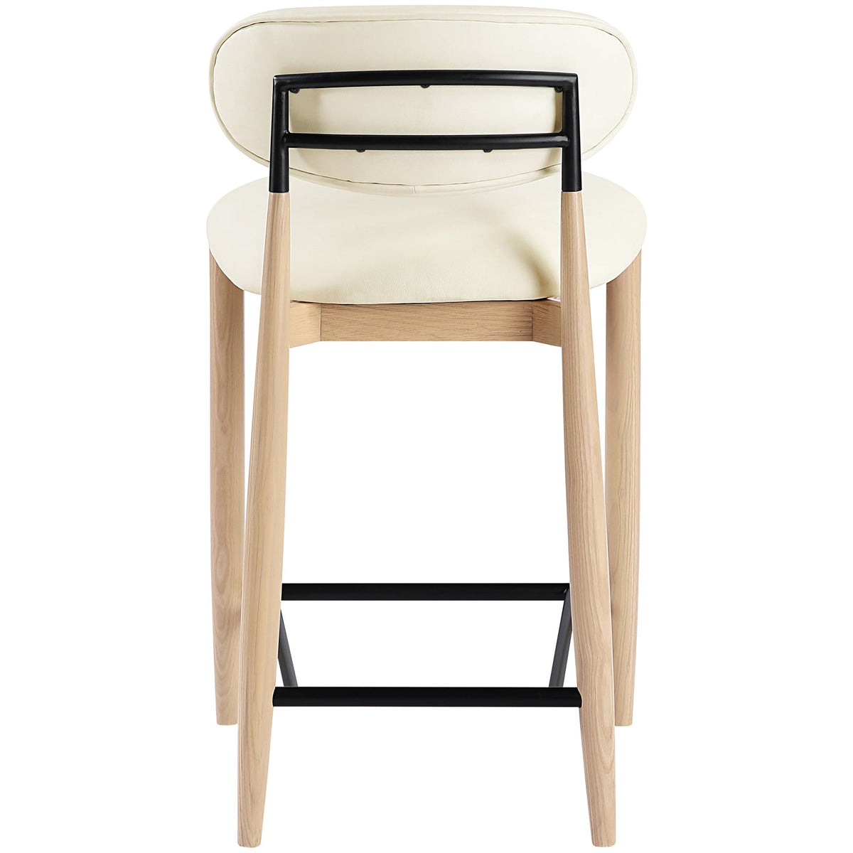 Riccio Cream Vegan Leather Upholstered Stool