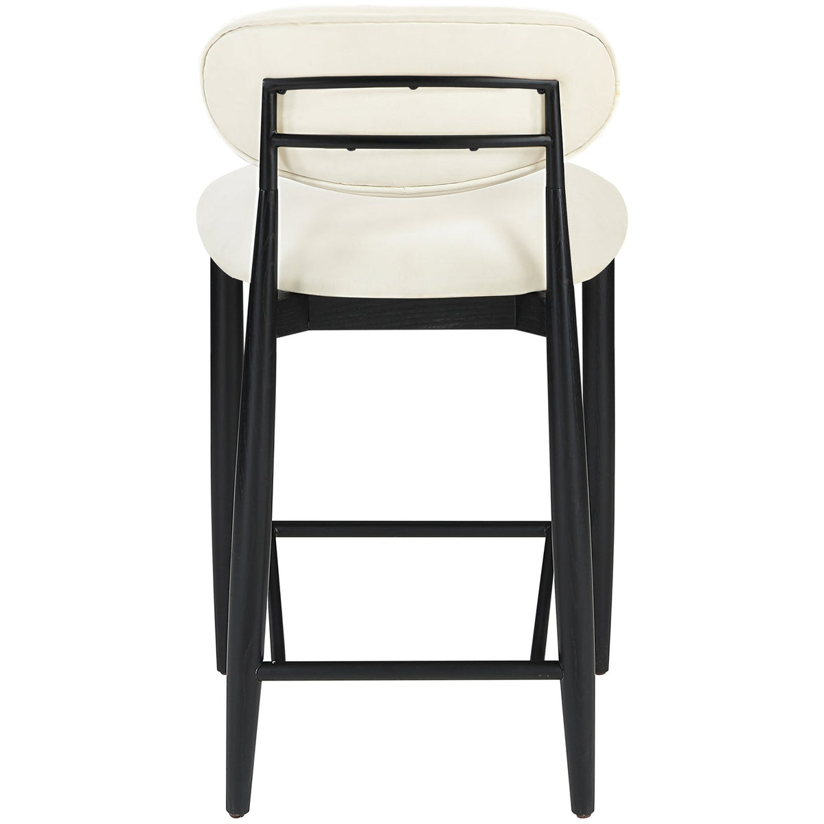 Riccio Cream Vegan Leather Upholstered Stool