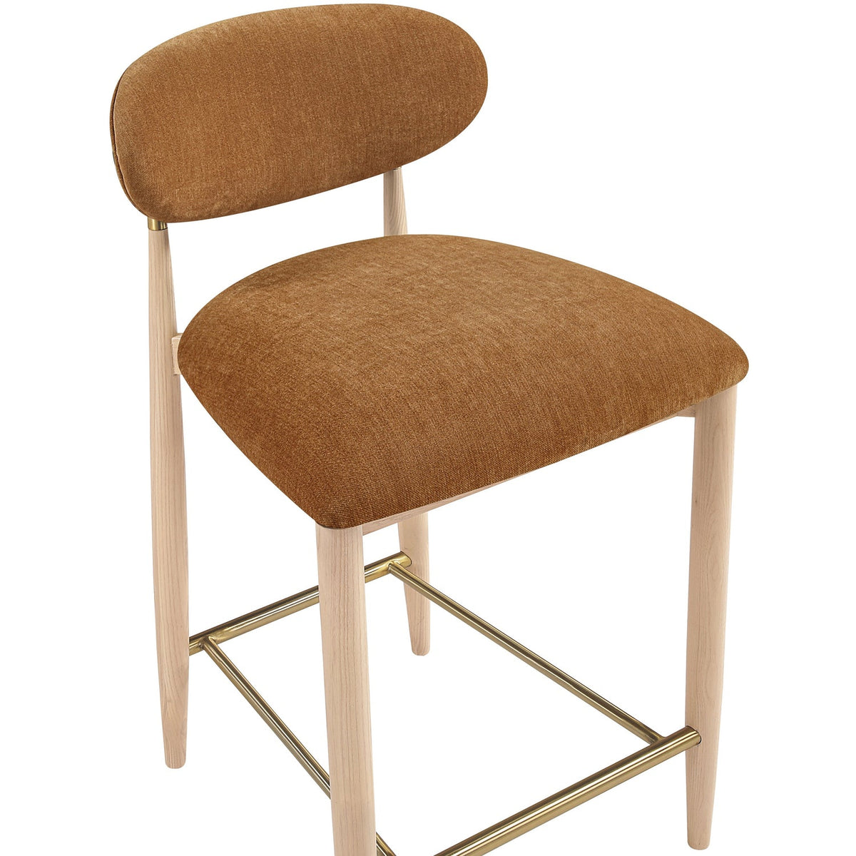 Riccio Cognac Performance Fabric Upholstered Stool