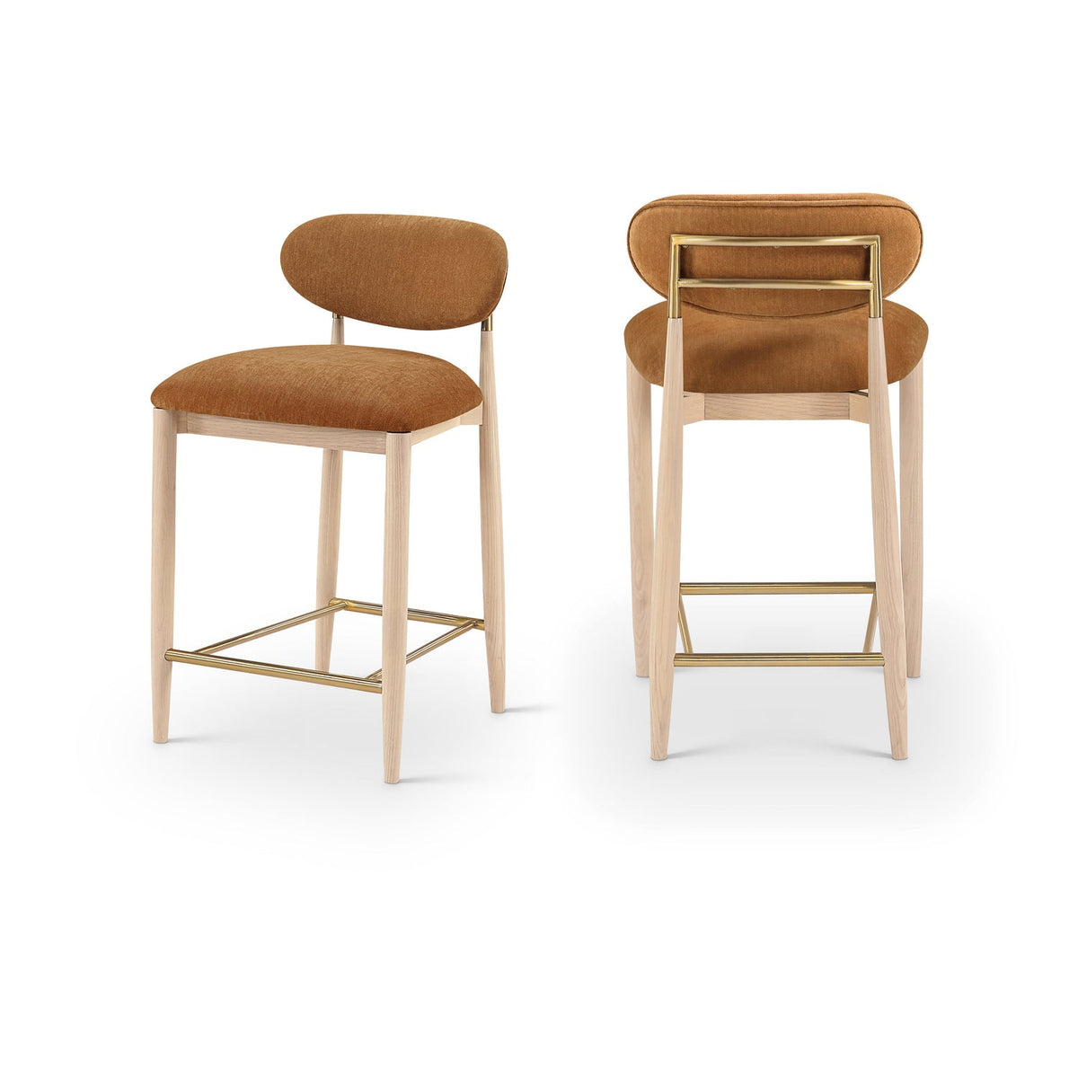 Riccio Cognac Performance Fabric Upholstered Stool