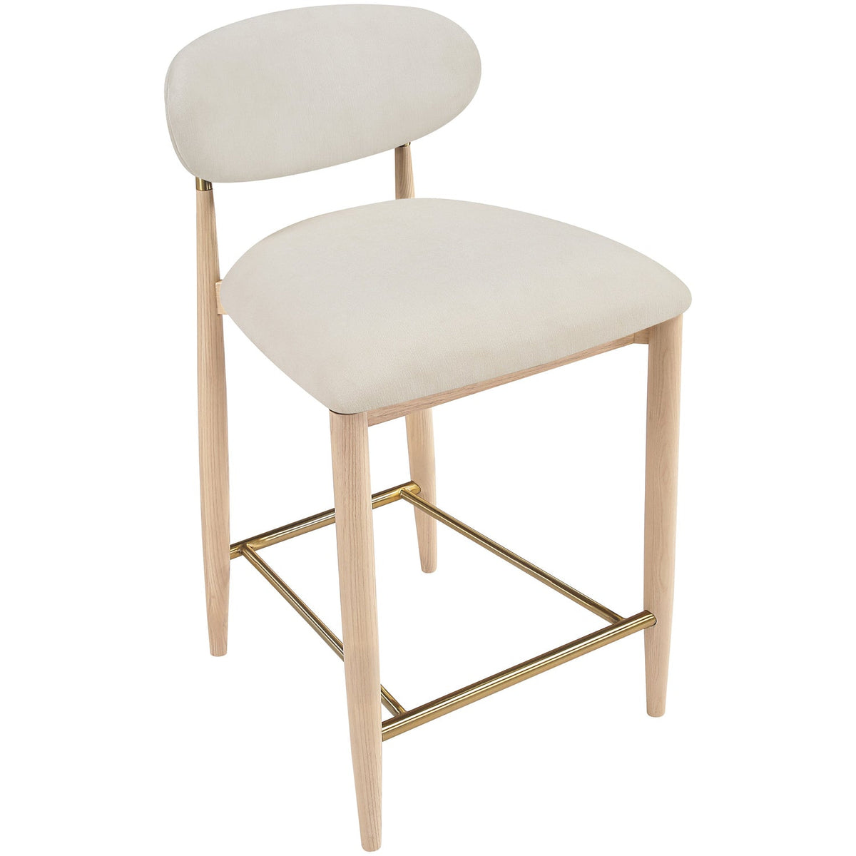 Riccio Cream Performance Fabric Upholstered Stool