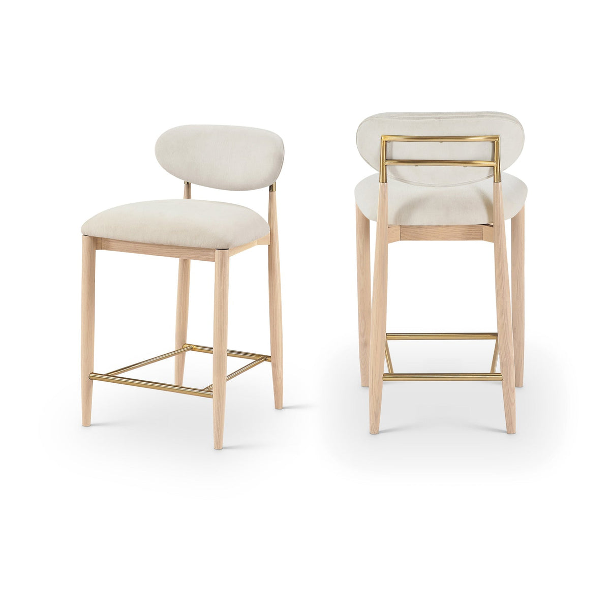 Riccio Cream Performance Fabric Upholstered Stool