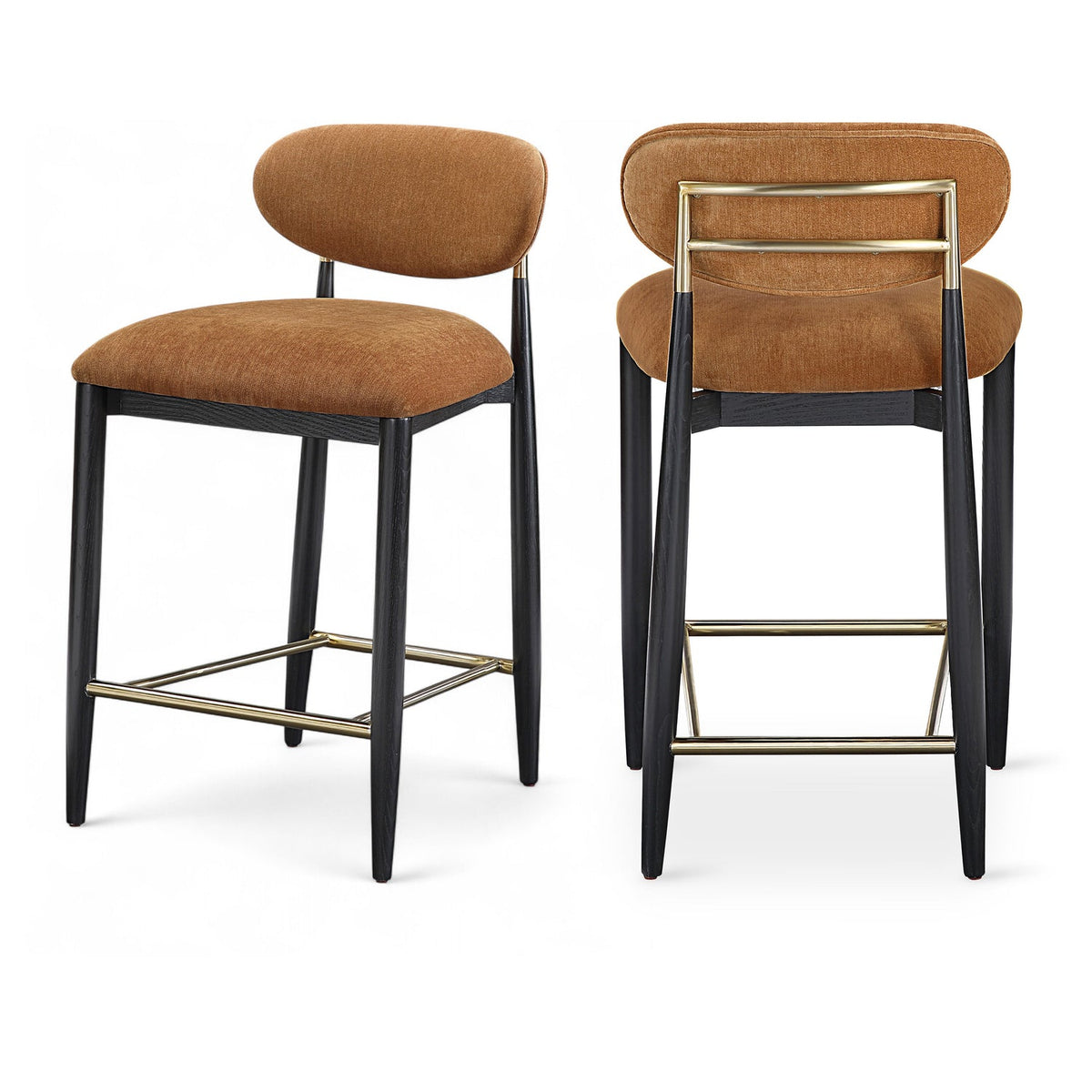 Riccio Cognac Performance Fabric Upholstered Stool