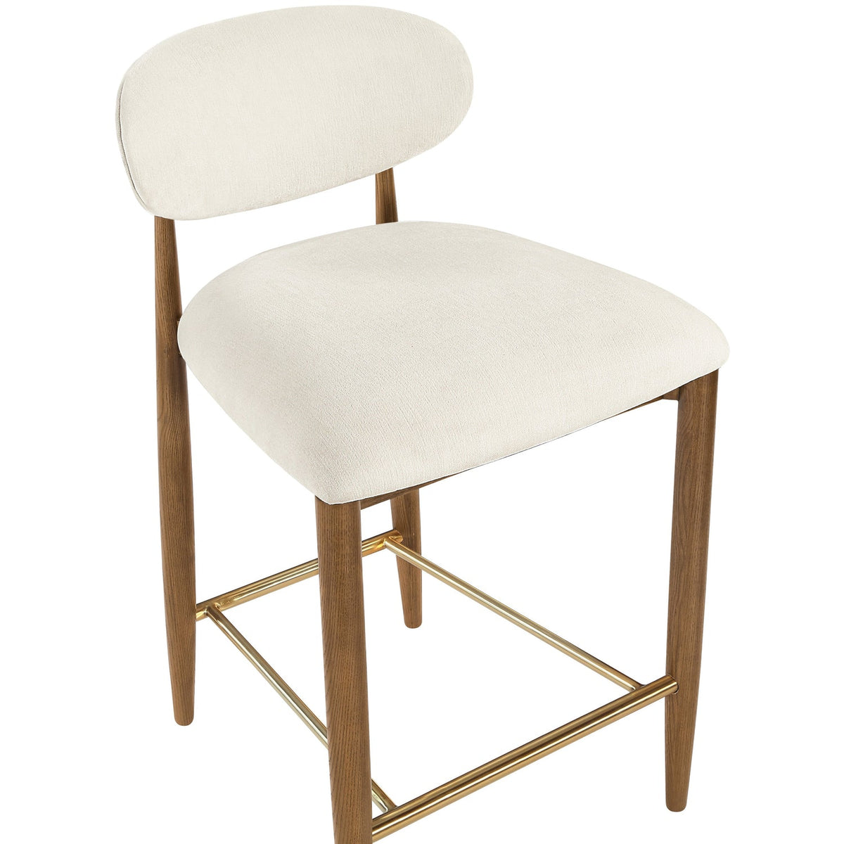 Riccio Beige Performance Fabric Upholstered Stool