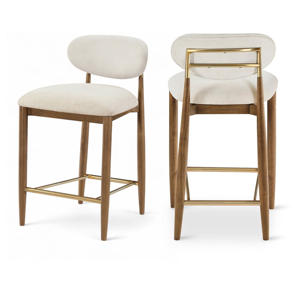 Riccio Beige Performance Fabric Upholstered Stool