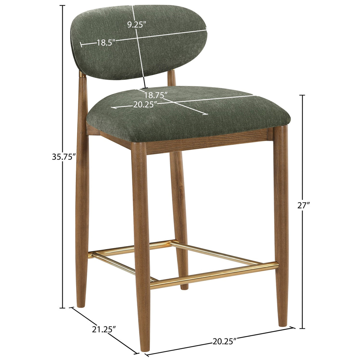 Riccio Olive Performance Fabric Upholstered Stool