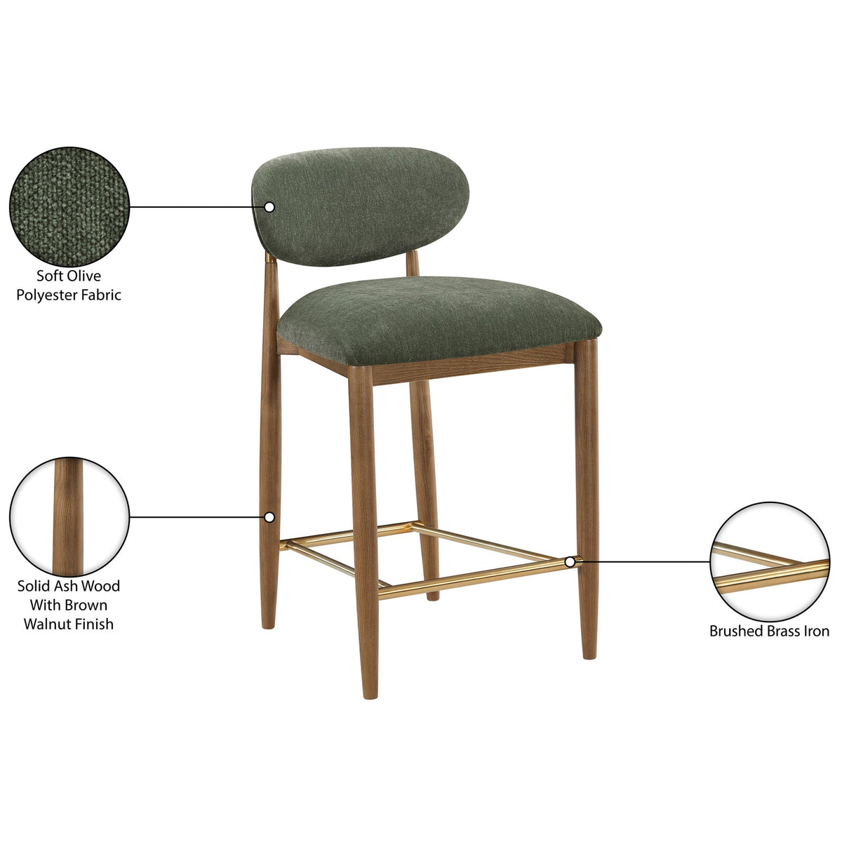 Riccio Olive Performance Fabric Upholstered Stool