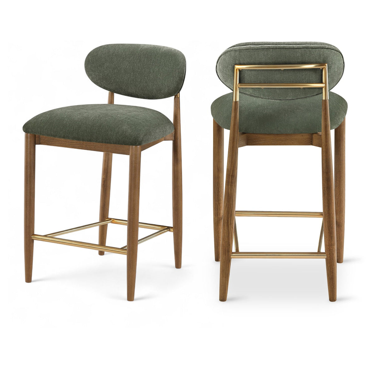 Riccio Olive Performance Fabric Upholstered Stool