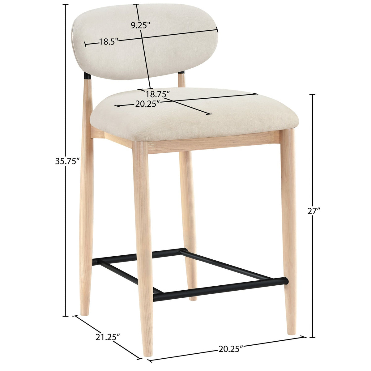 Riccio Cream Performance Fabric Upholstered Stool