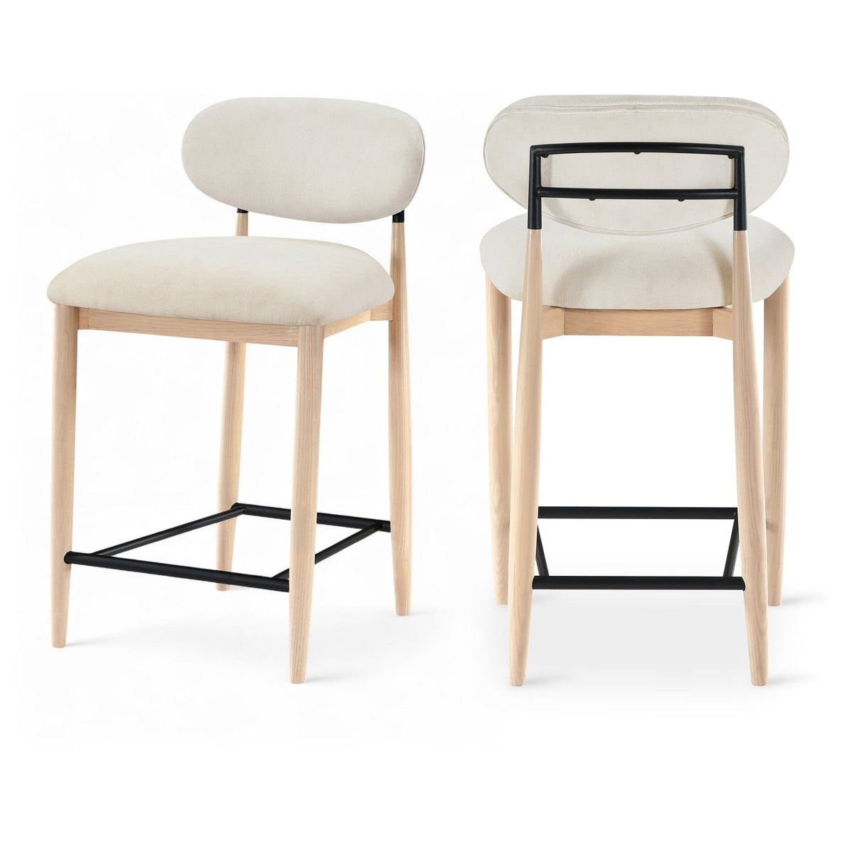Riccio Cream Performance Fabric Upholstered Stool