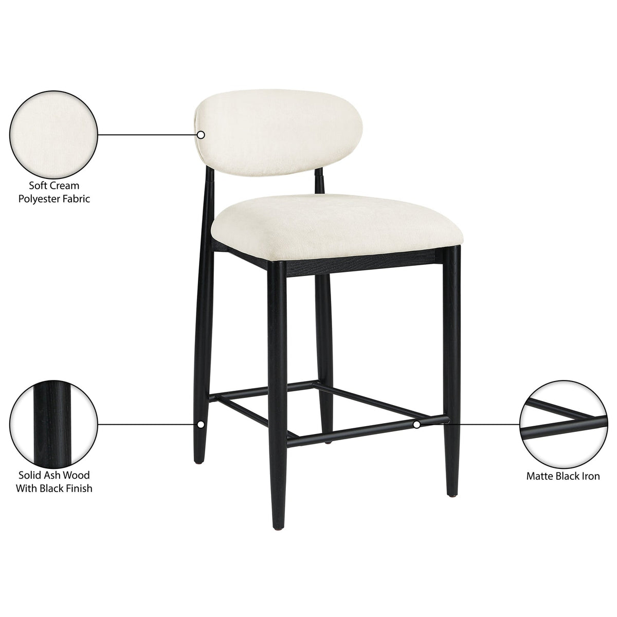Riccio Beige Performance Fabric Upholstered Stool