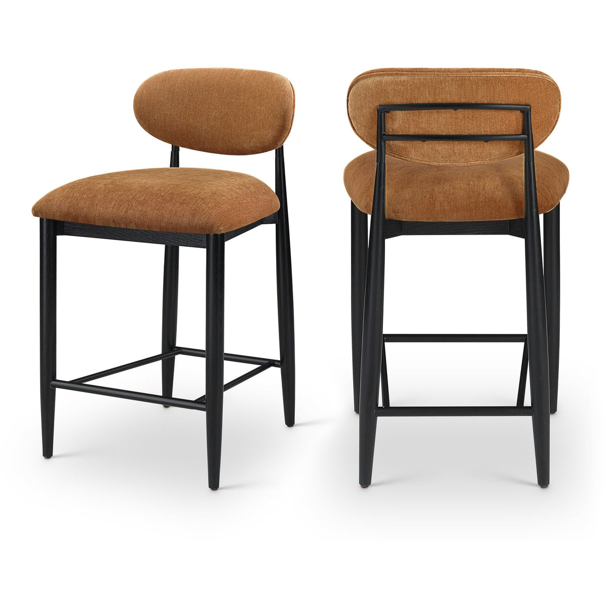 Riccio Cognac Performance Fabric Upholstered Stool