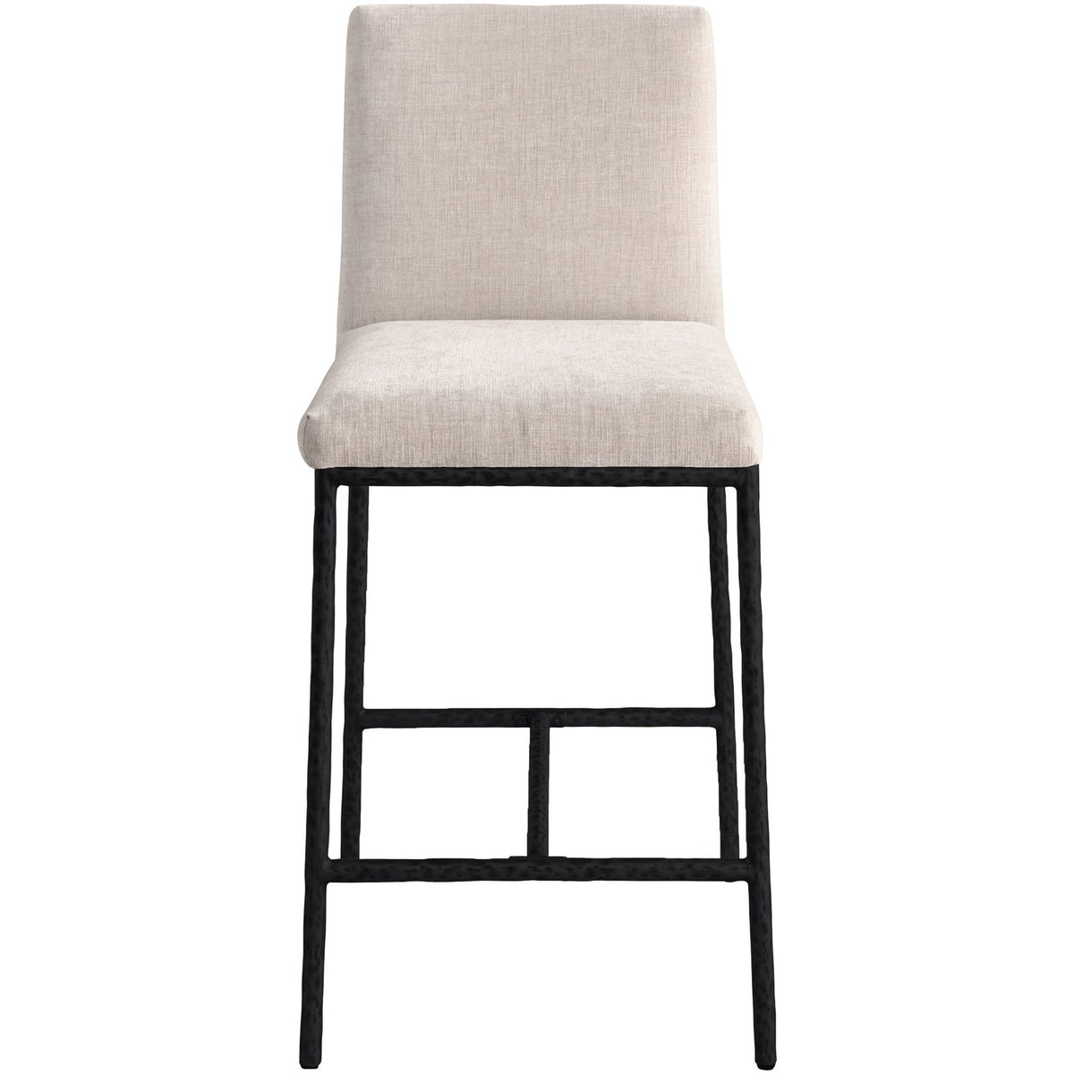 Reeves Beige Chenille Fabric Upholstered Counter Stool Set of 2