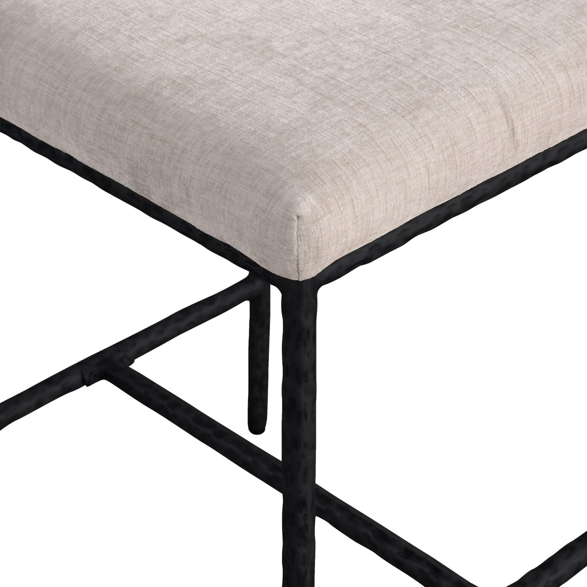Reeves Beige Chenille Fabric Upholstered Counter Stool Set of 2