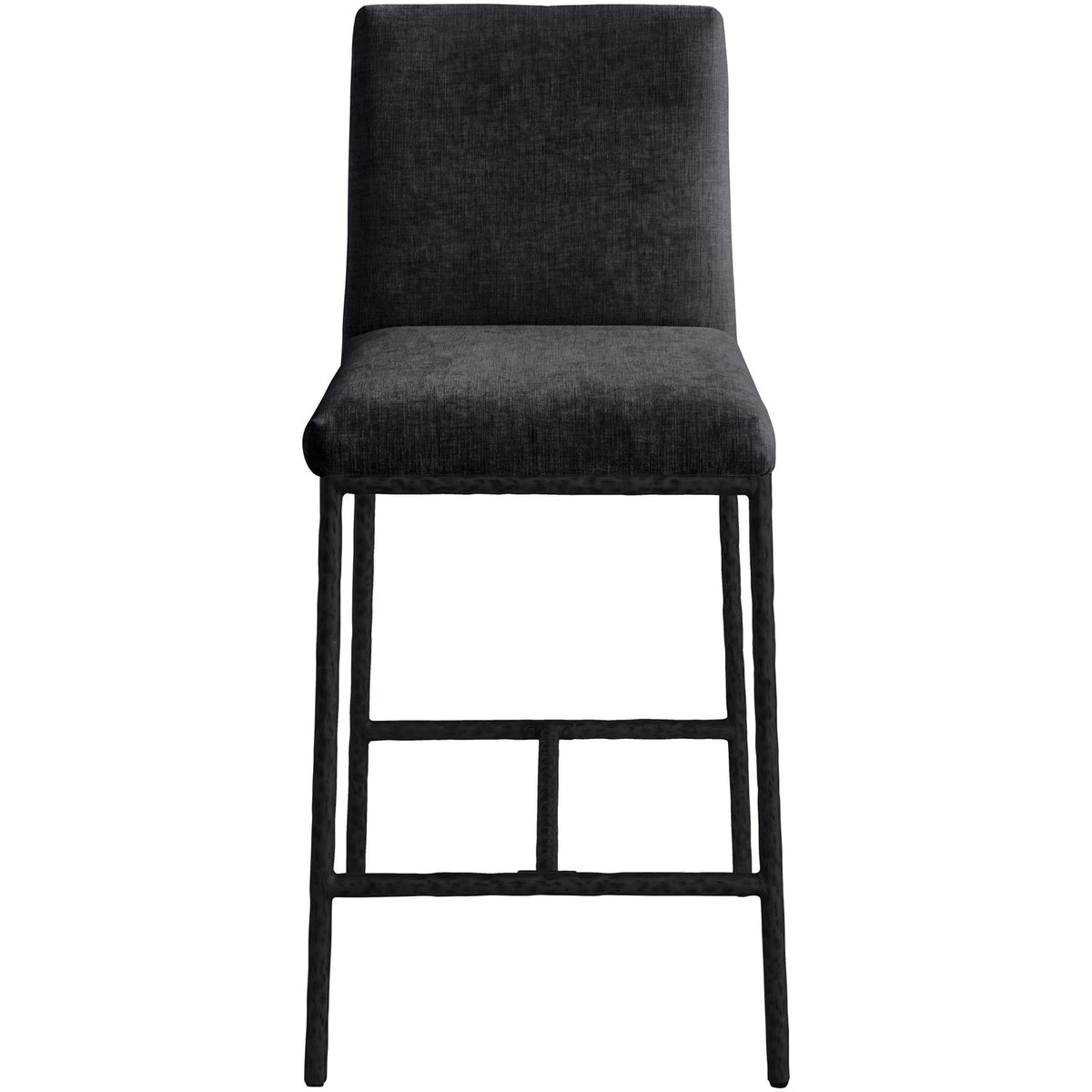Reeves Black Chenille Fabric Upholstered Counter Stool Set of 2