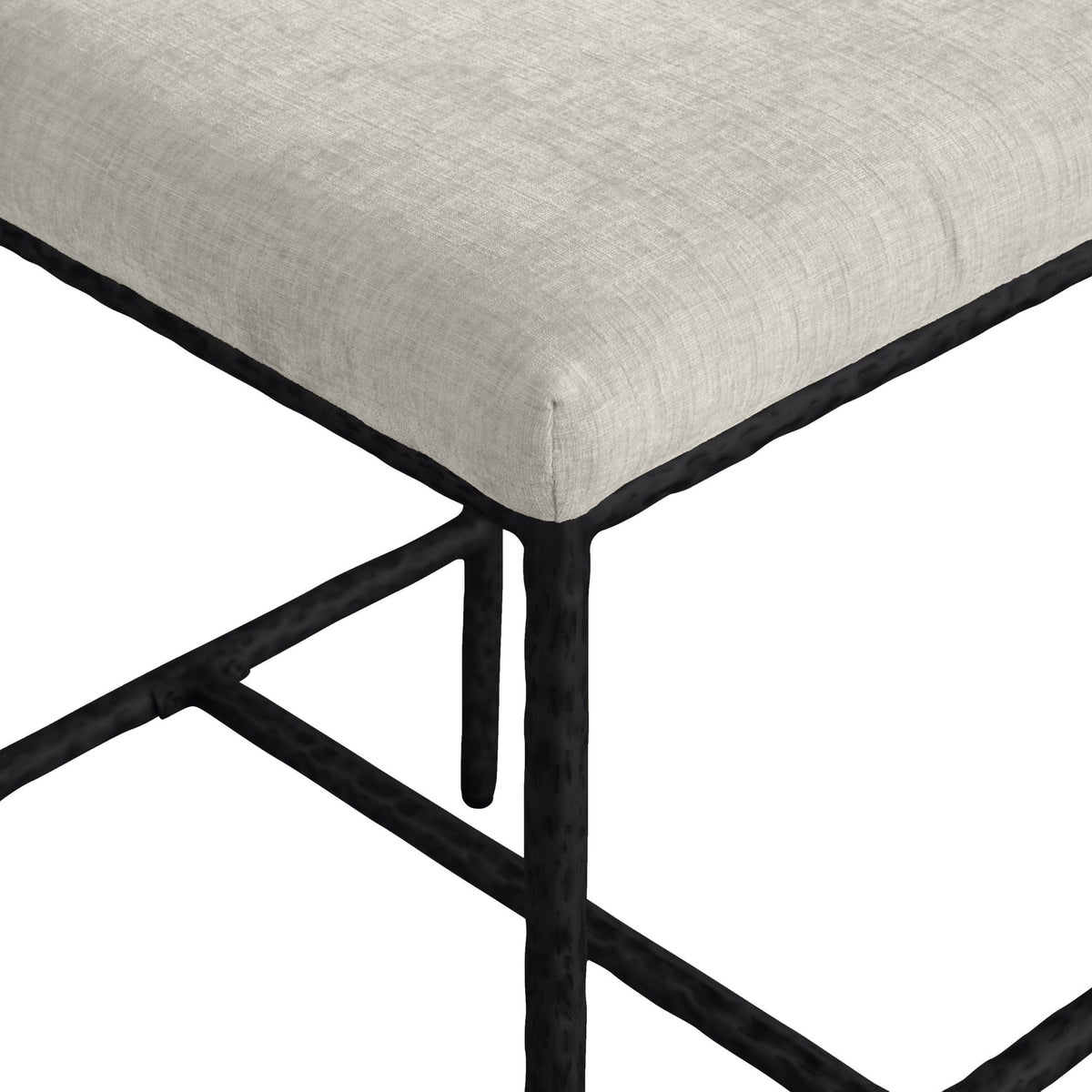 Reeves Cream Chenille Fabric Upholstered Counter Stool Set of 2