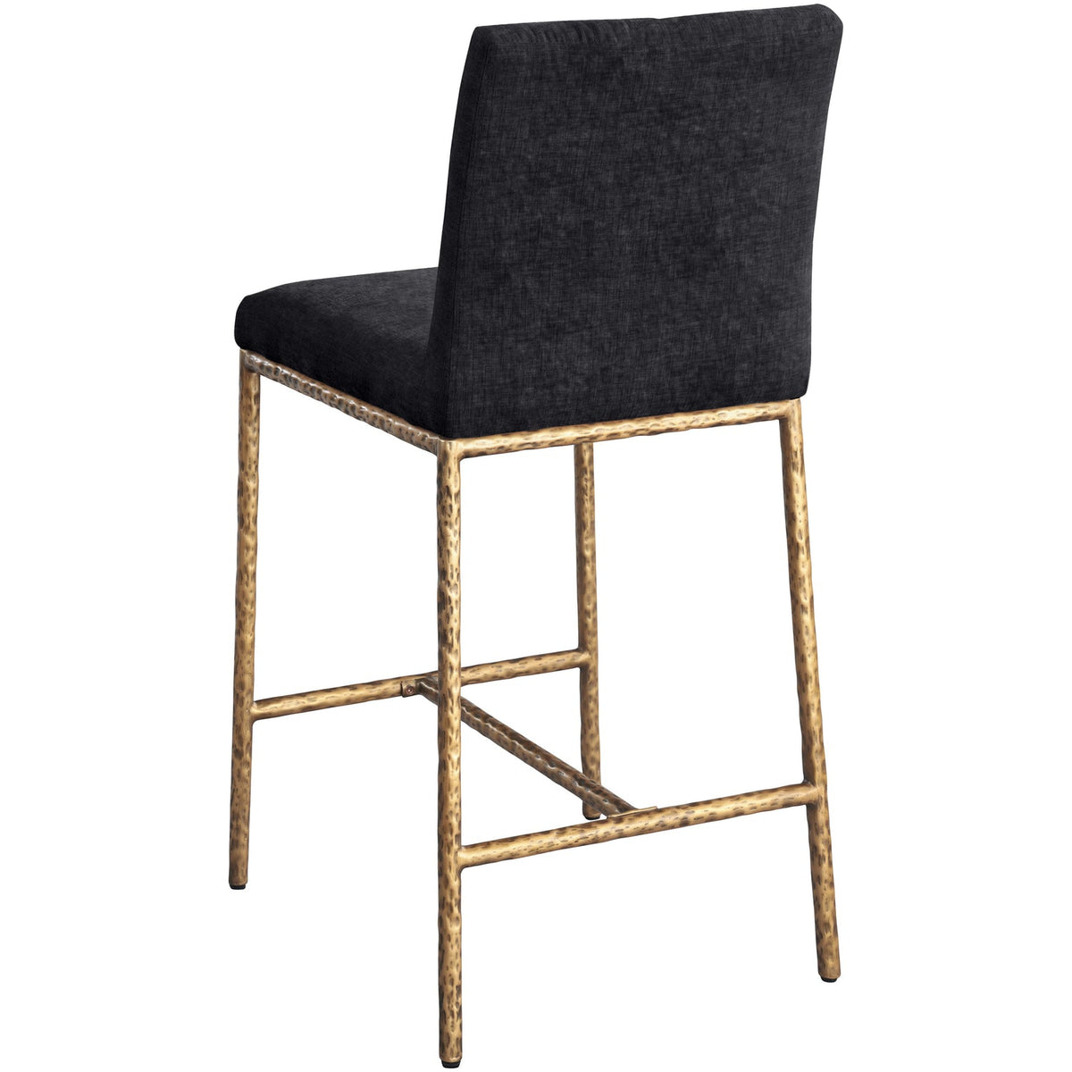 Reeves Black Chenille Fabric Upholstered Counter Stool Set of 2