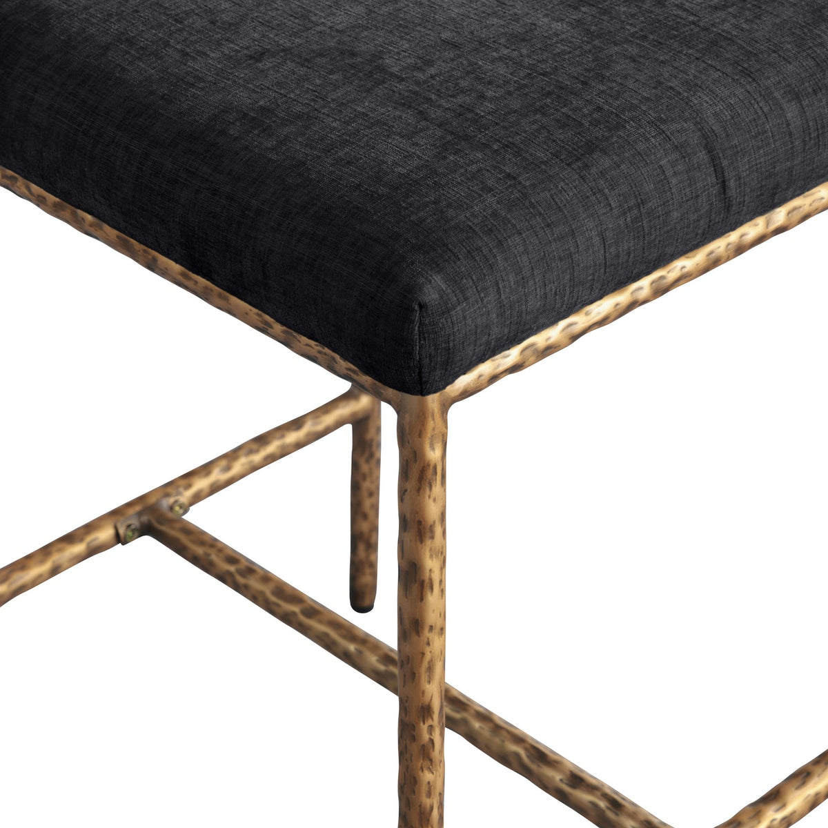 Reeves Black Chenille Fabric Upholstered Counter Stool Set of 2