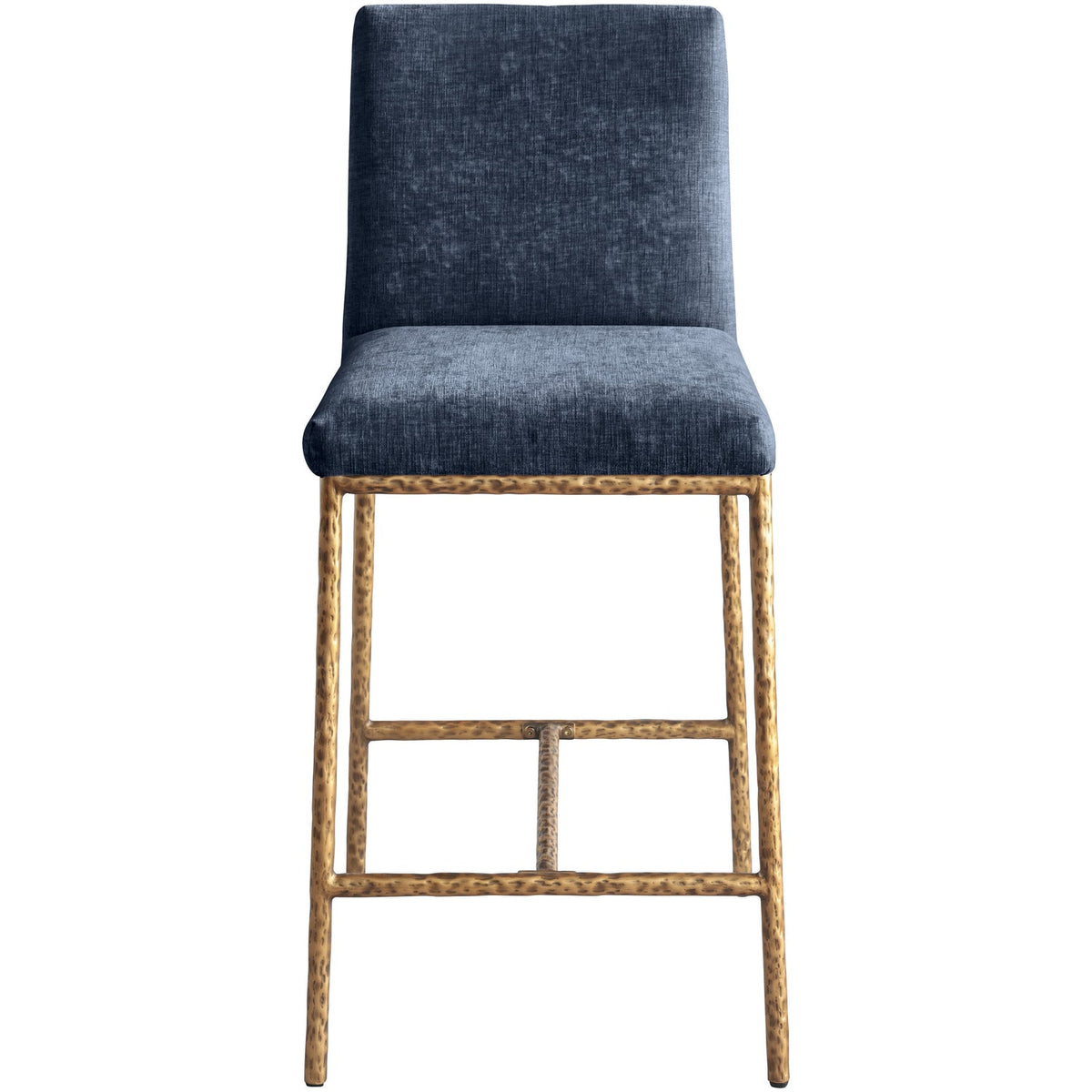 Reeves Navy Chenille Fabric Upholstered Counter Stool Set of 2